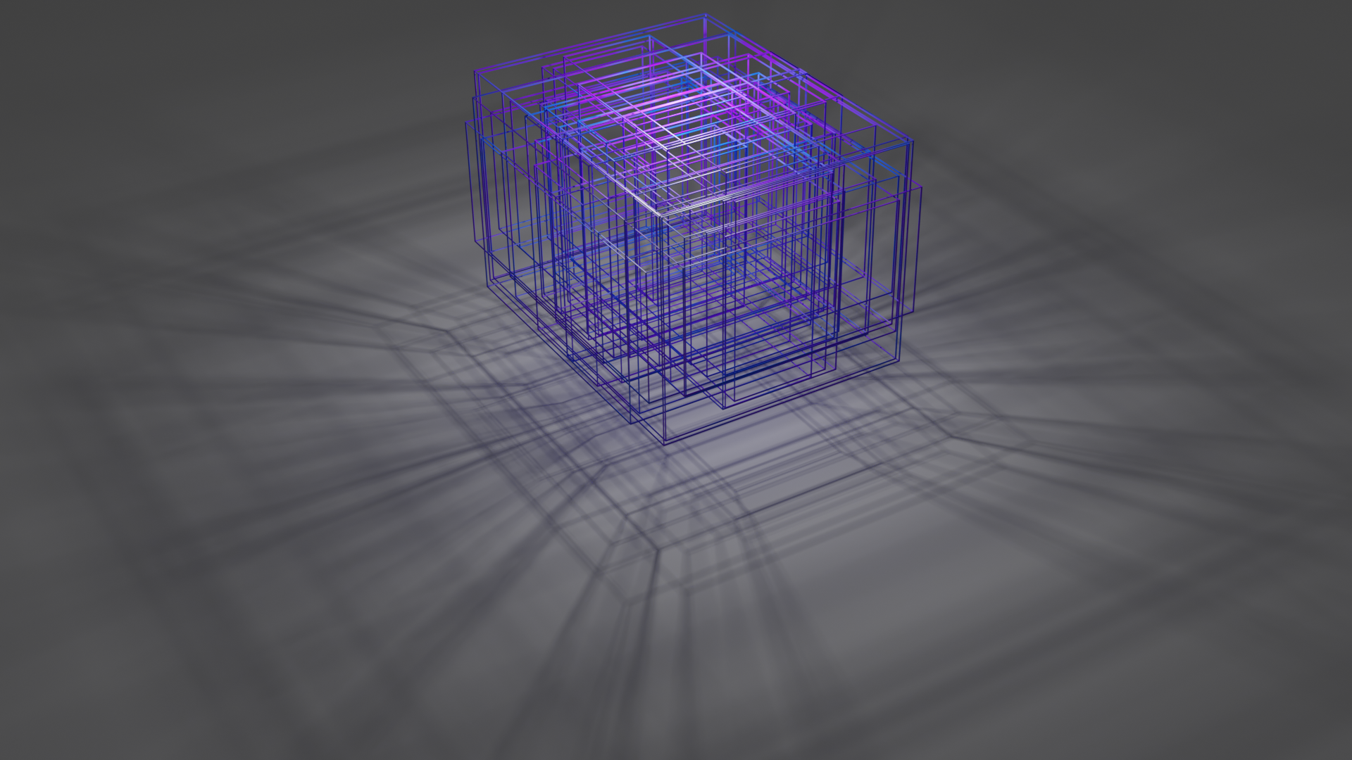 Abstract 3D render of nested cubes with shadows HD Wallpaper