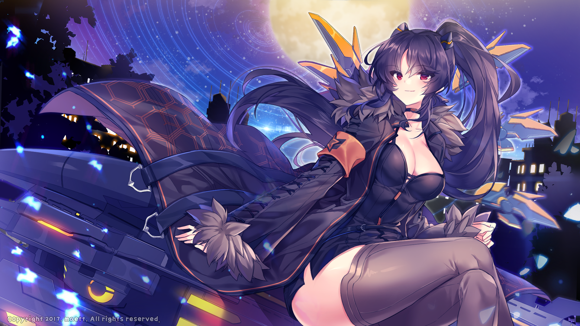 Iris Yuma from Soul Worker at Night HD Wallpaper