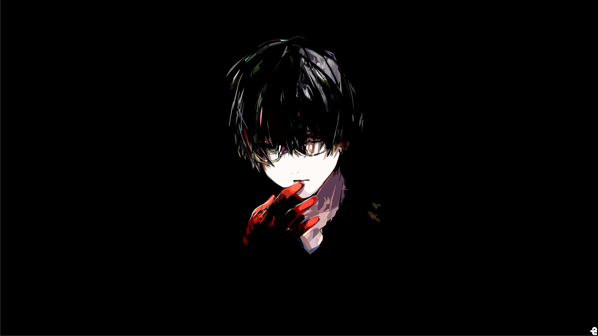 Anime boy with dark hair and glasses HD Wallpaper