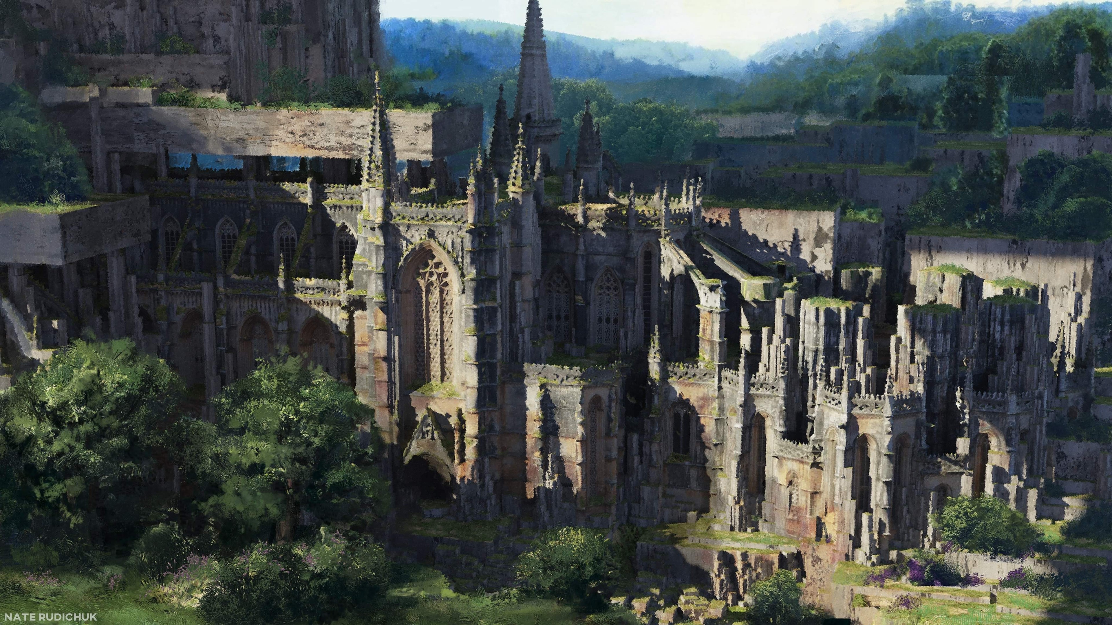 Ruined Gothic Castle Artwork HD Wallpaper