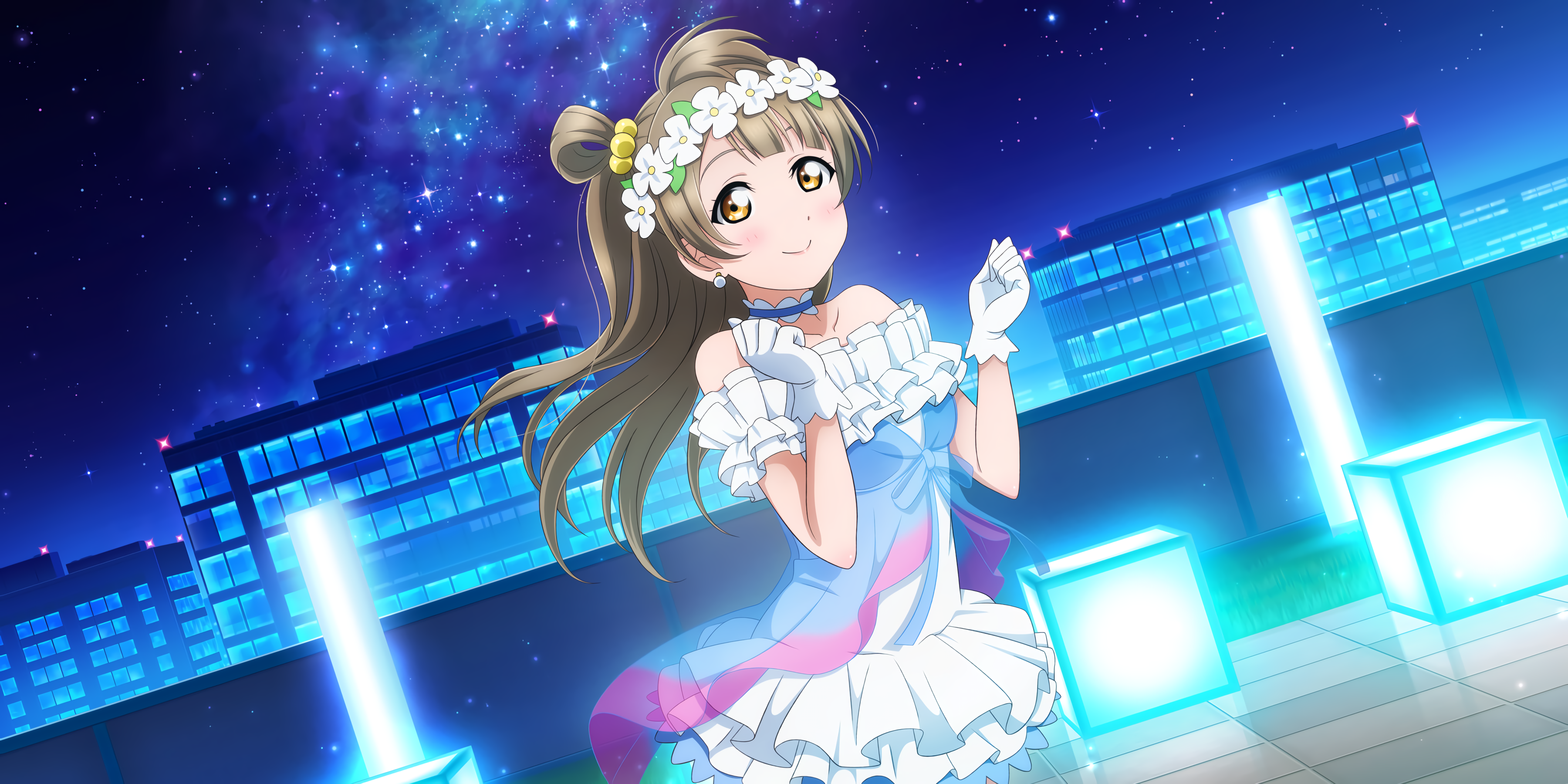 Minami Kotori Under Starry Night Sky HD Wallpaper