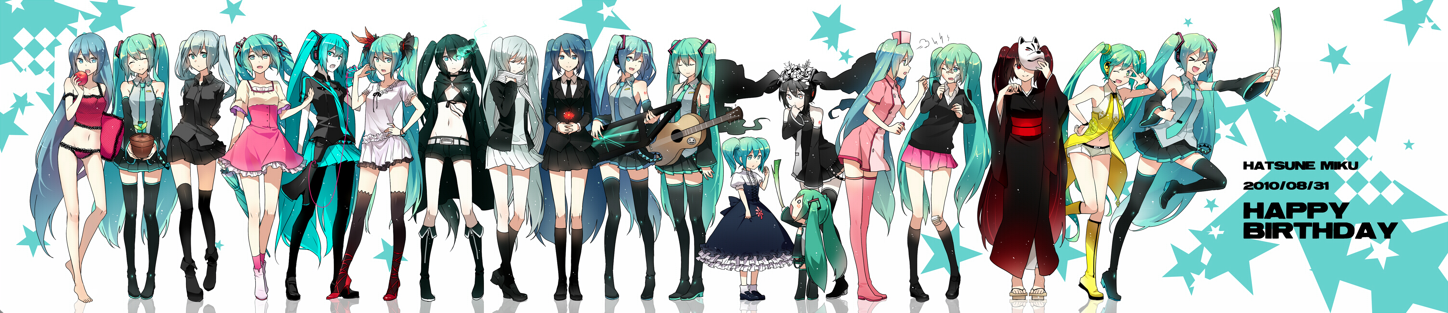 Hatsune Miku and friends celebrating birthday HD Wallpaper
