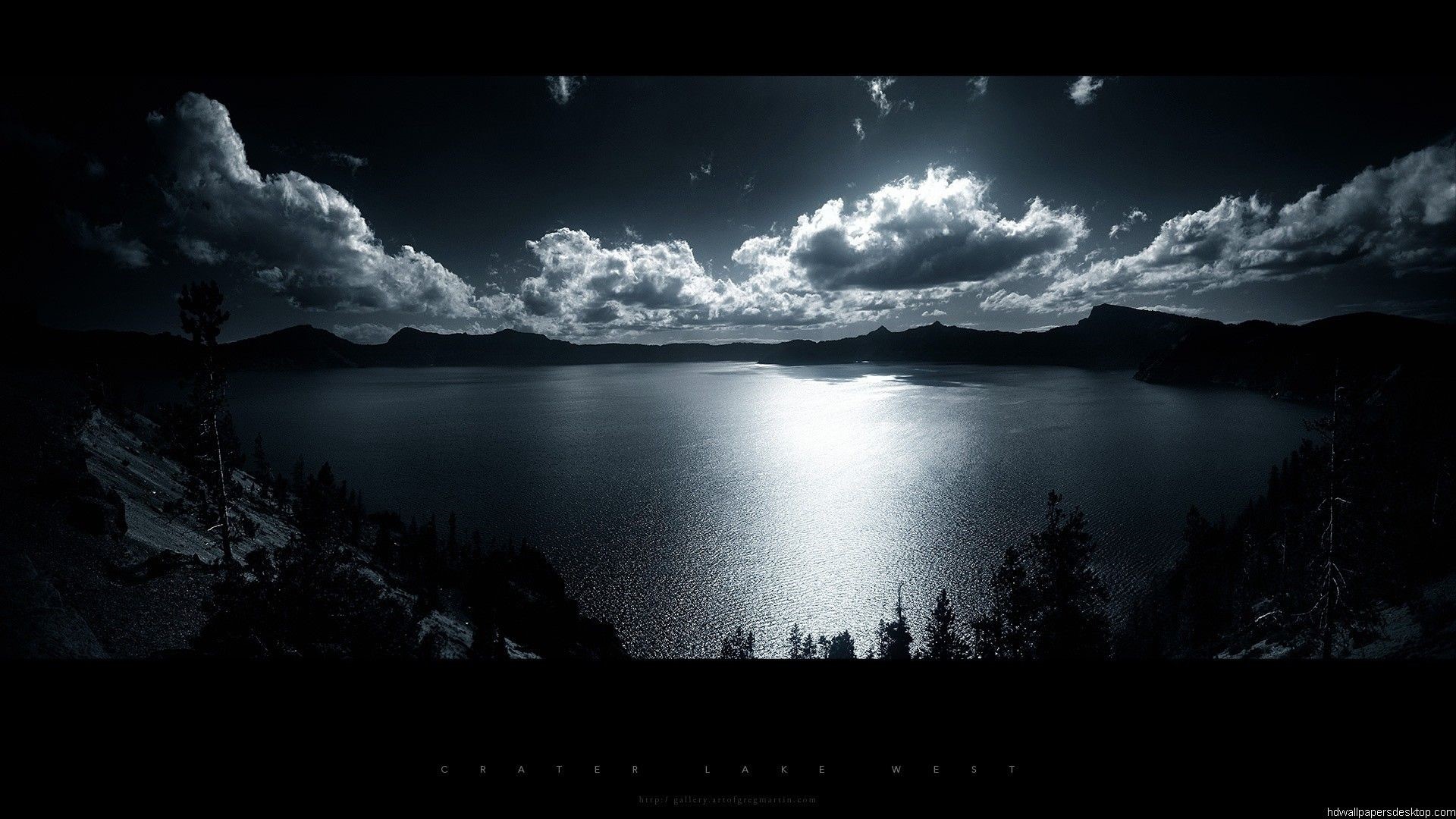 Crater Lake West at night with clouds HD Wallpaper