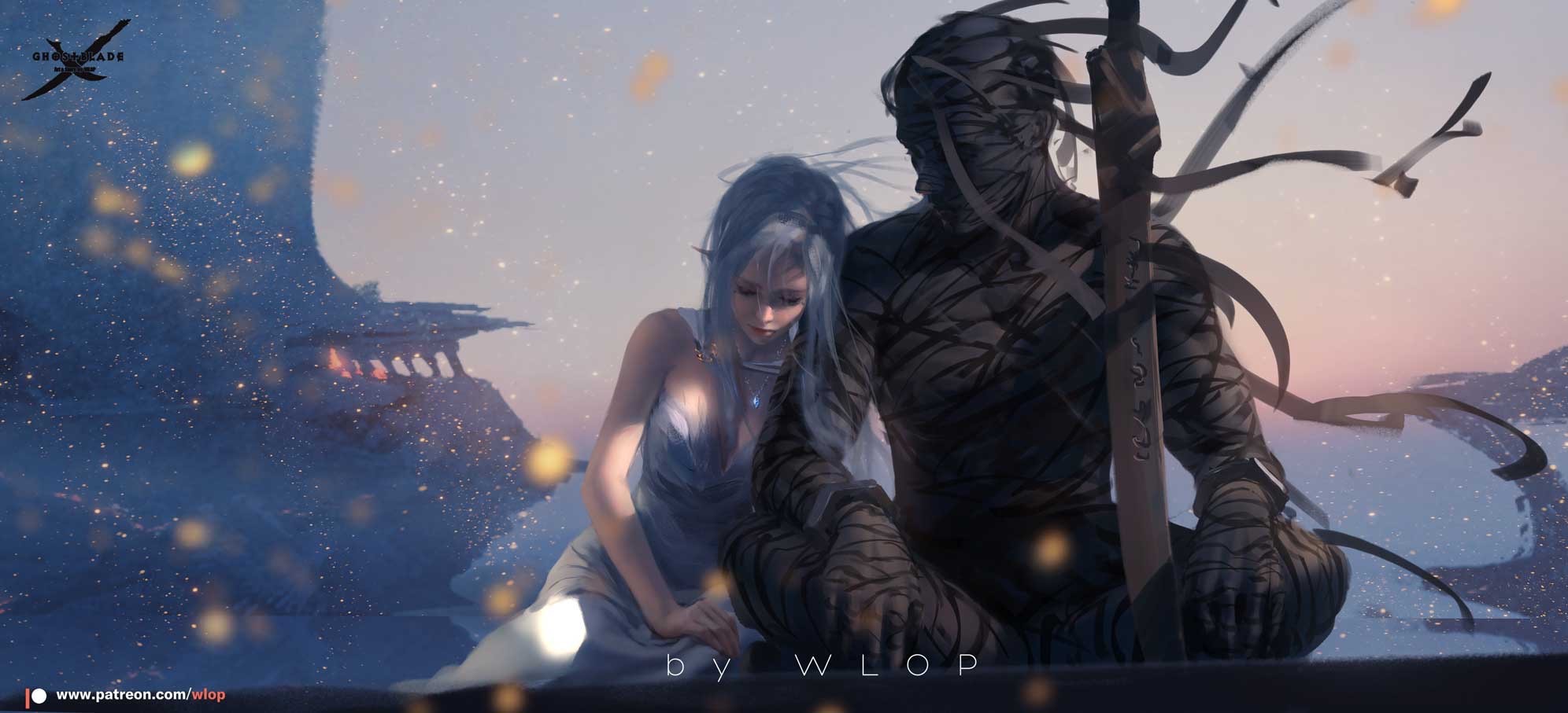 Ghost + Blade fantasy art by WLOP HD Wallpaper