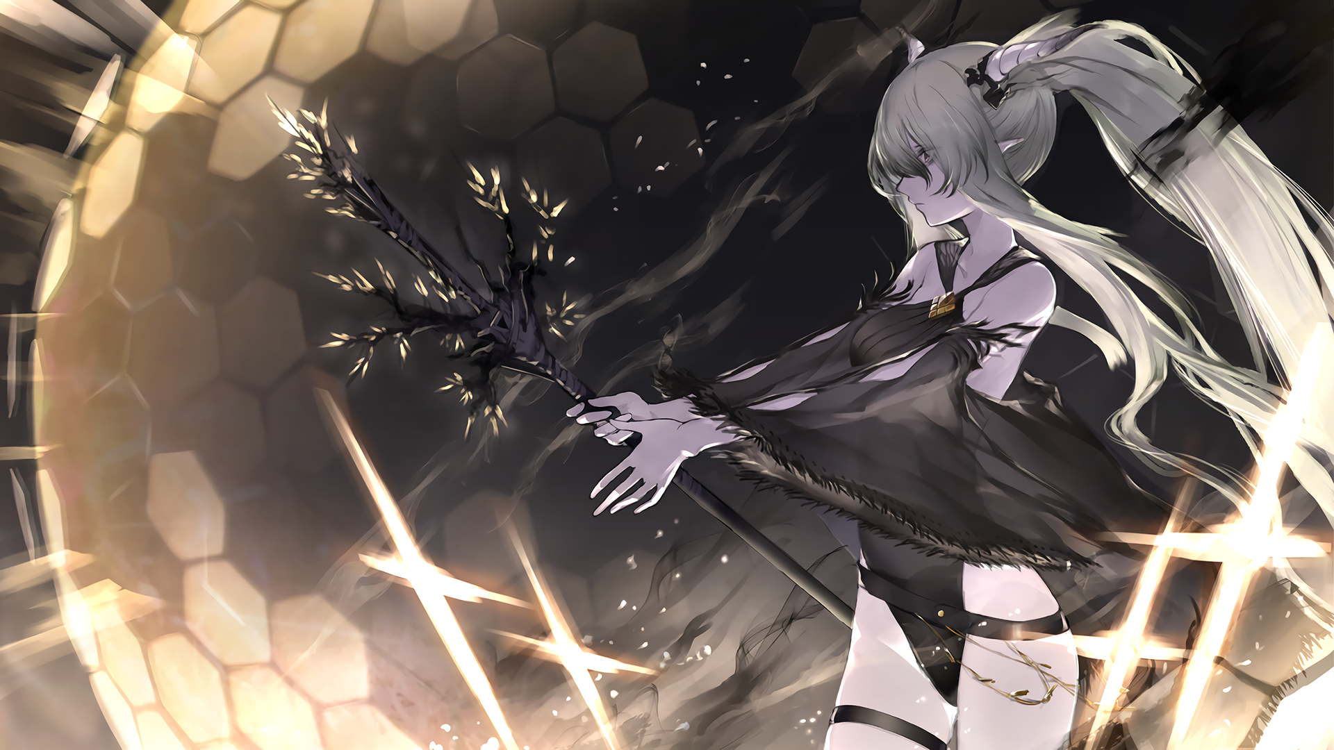 Shining from Arknights holding a staff HD Wallpaper