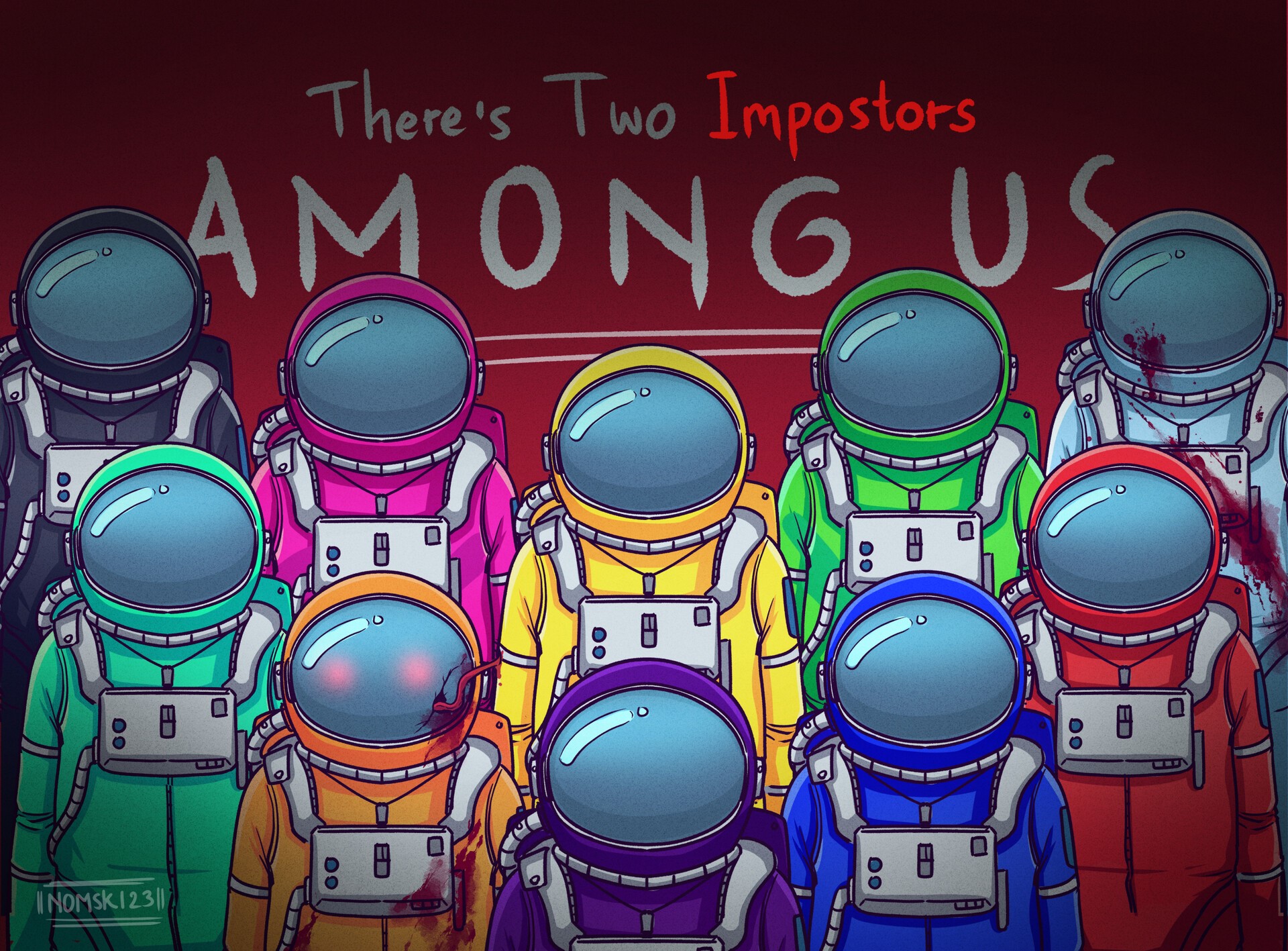 Among Us Characters and Impostors HD Wallpaper
