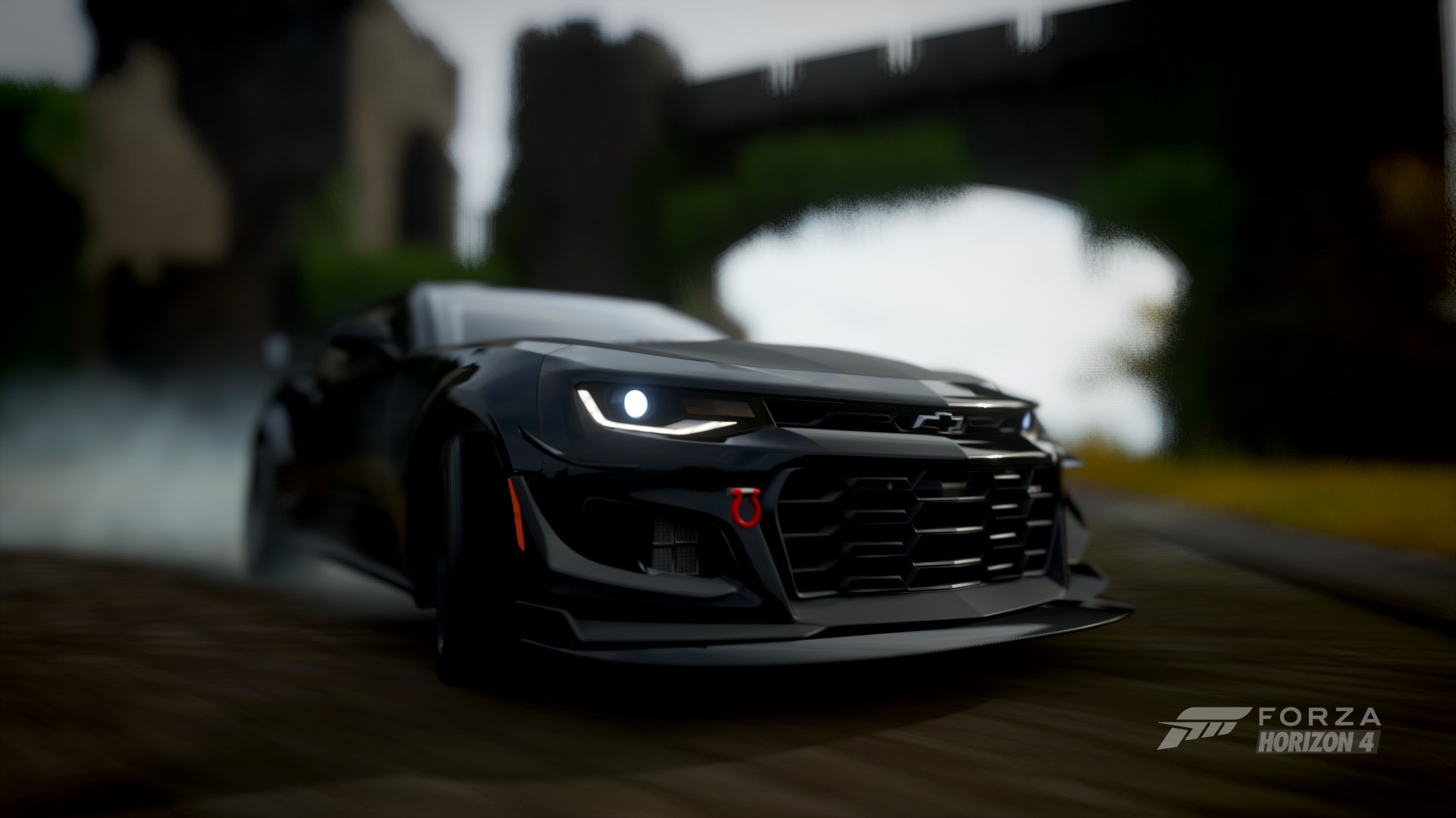Black Chevrolet Camaro ZL1 1LE drifting in Forza Horizon 4 HD Wallpaper