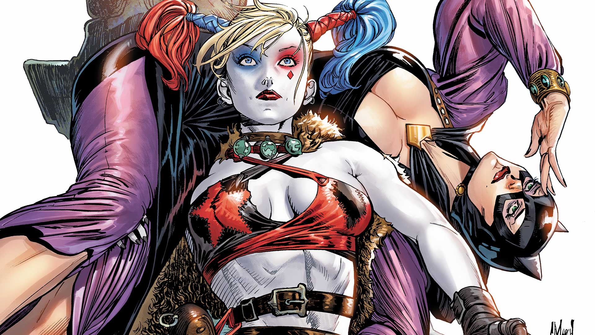 Harley Quinn and Catwoman from DC Comics HD Wallpaper