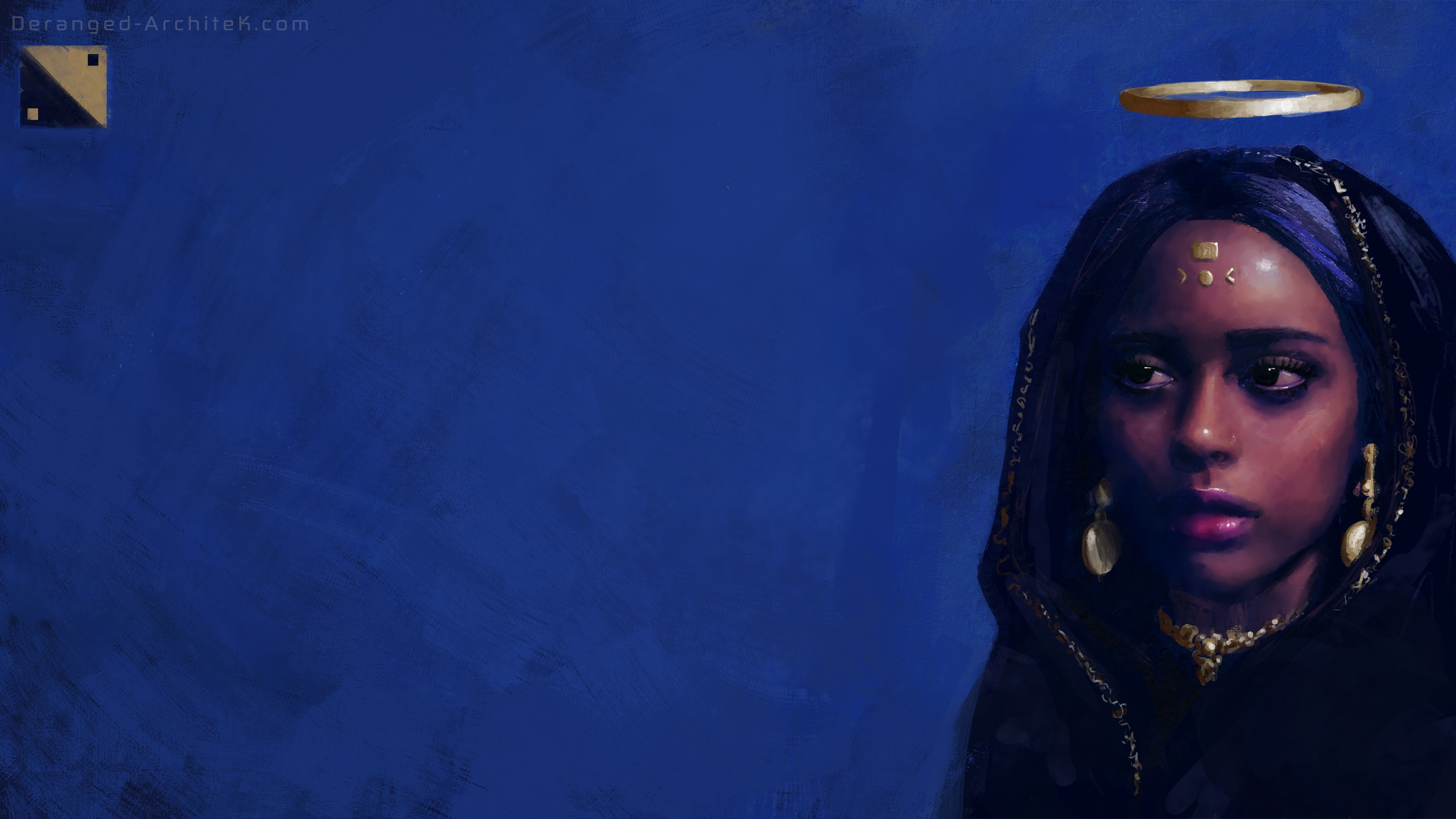 Fantasy art painting of a woman with a halo HD Wallpaper