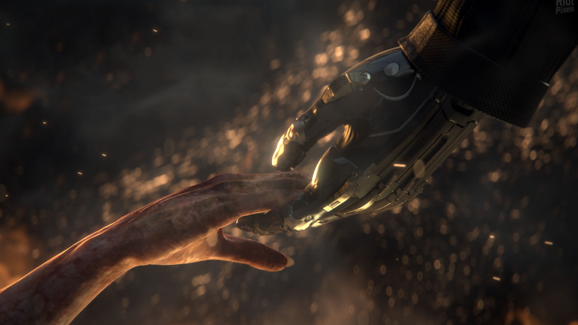 Adam Jensen from Deus Ex reaching out HD Wallpaper