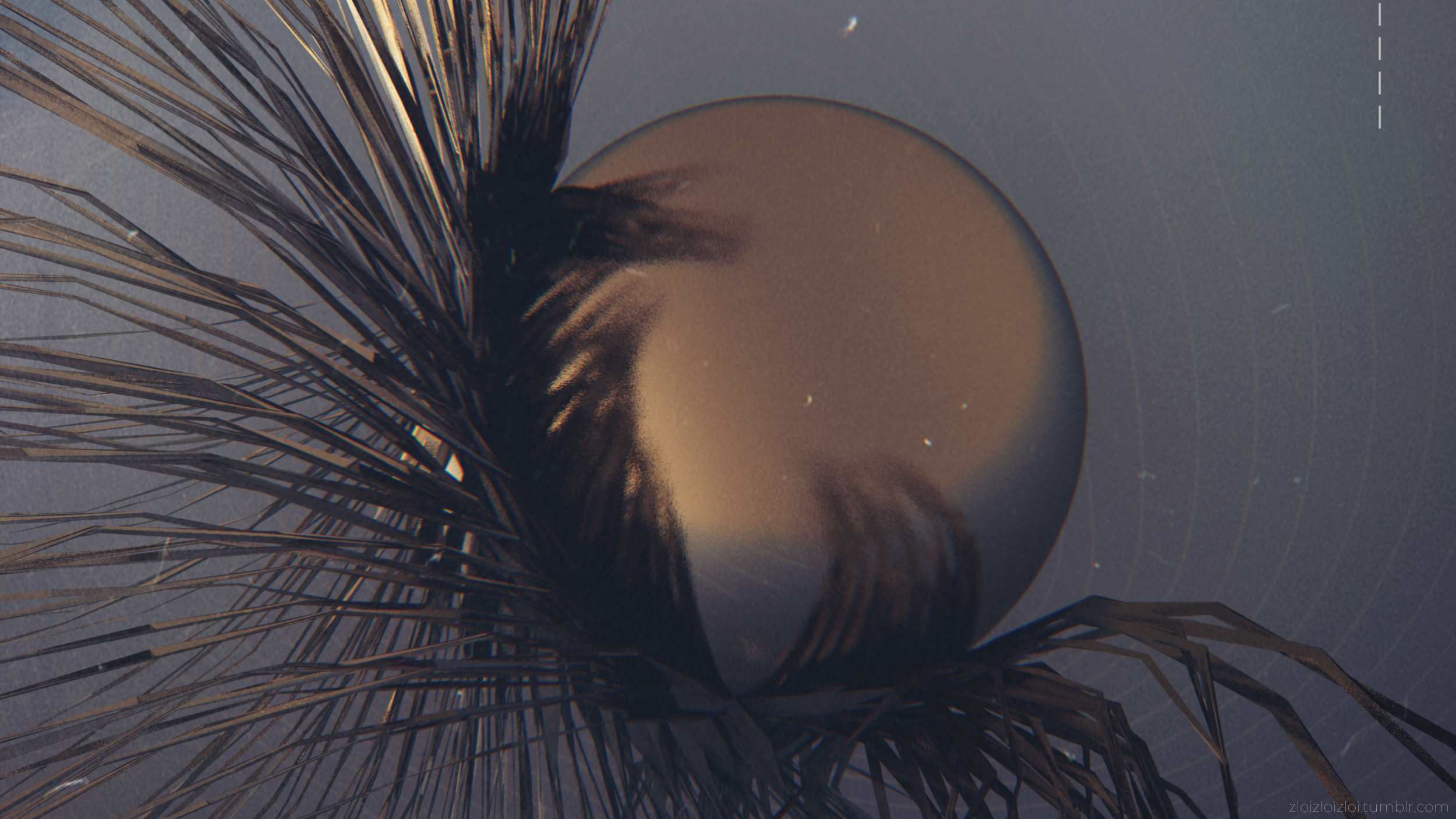 3D abstract digital art with sphere and tendrils HD Wallpaper
