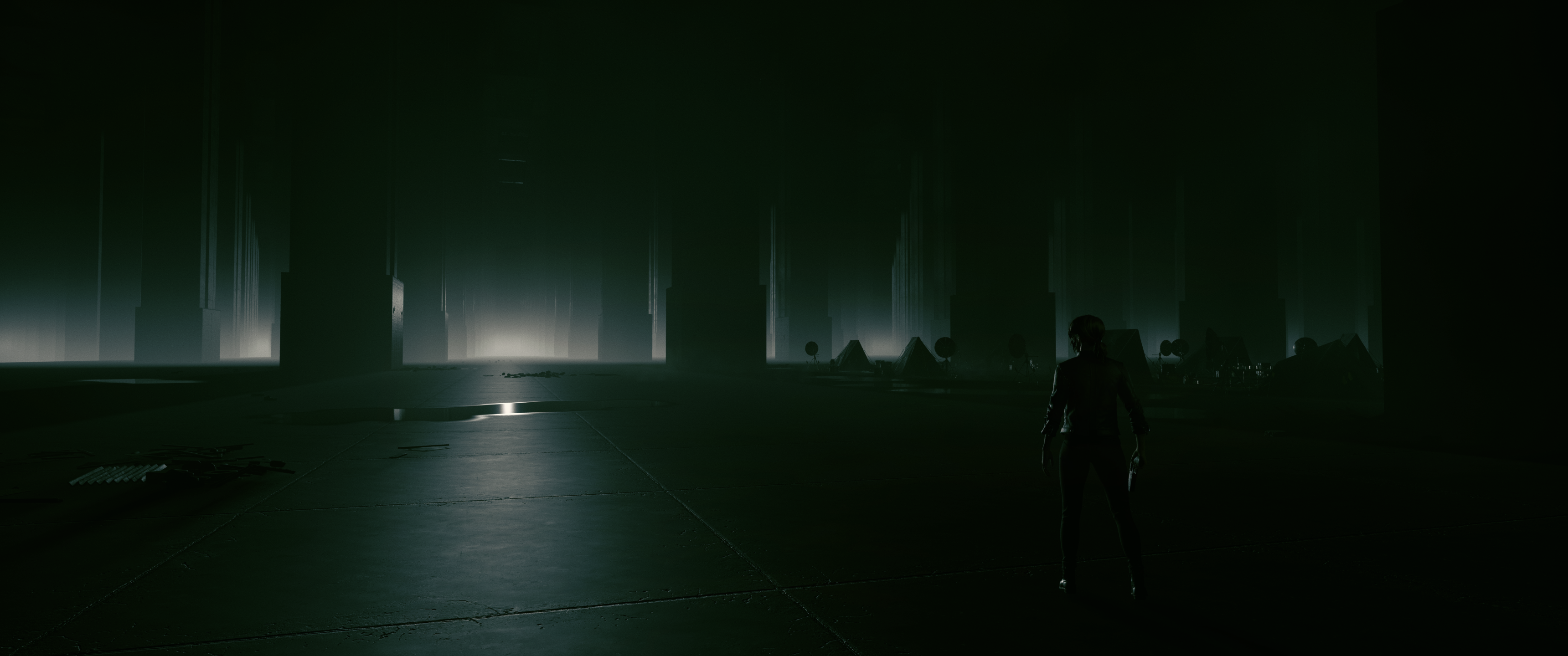 Jesse Faden from Control in a dark, foggy environment HD Wallpaper