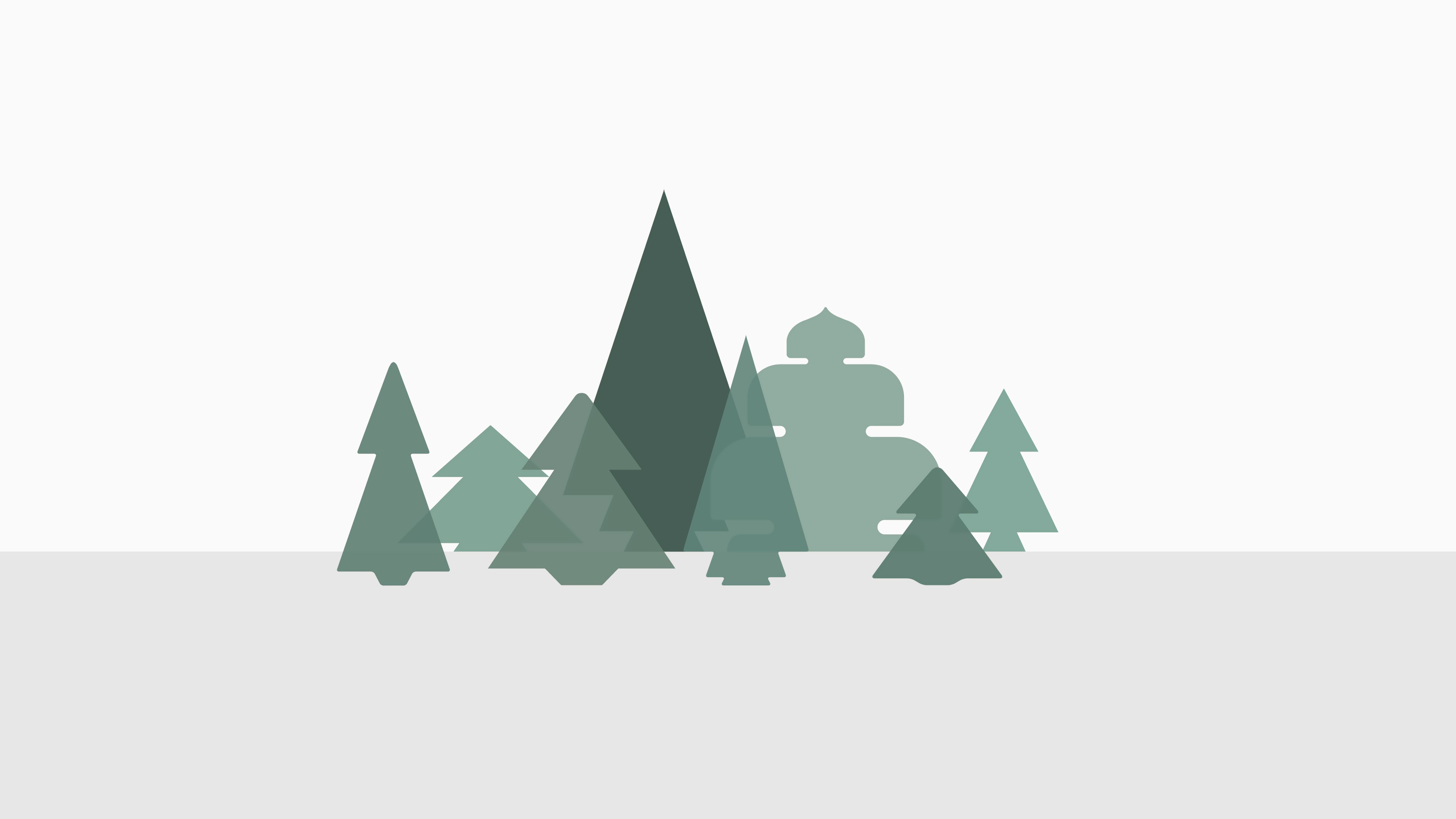 Minimalist digital art of abstract trees HD Wallpaper