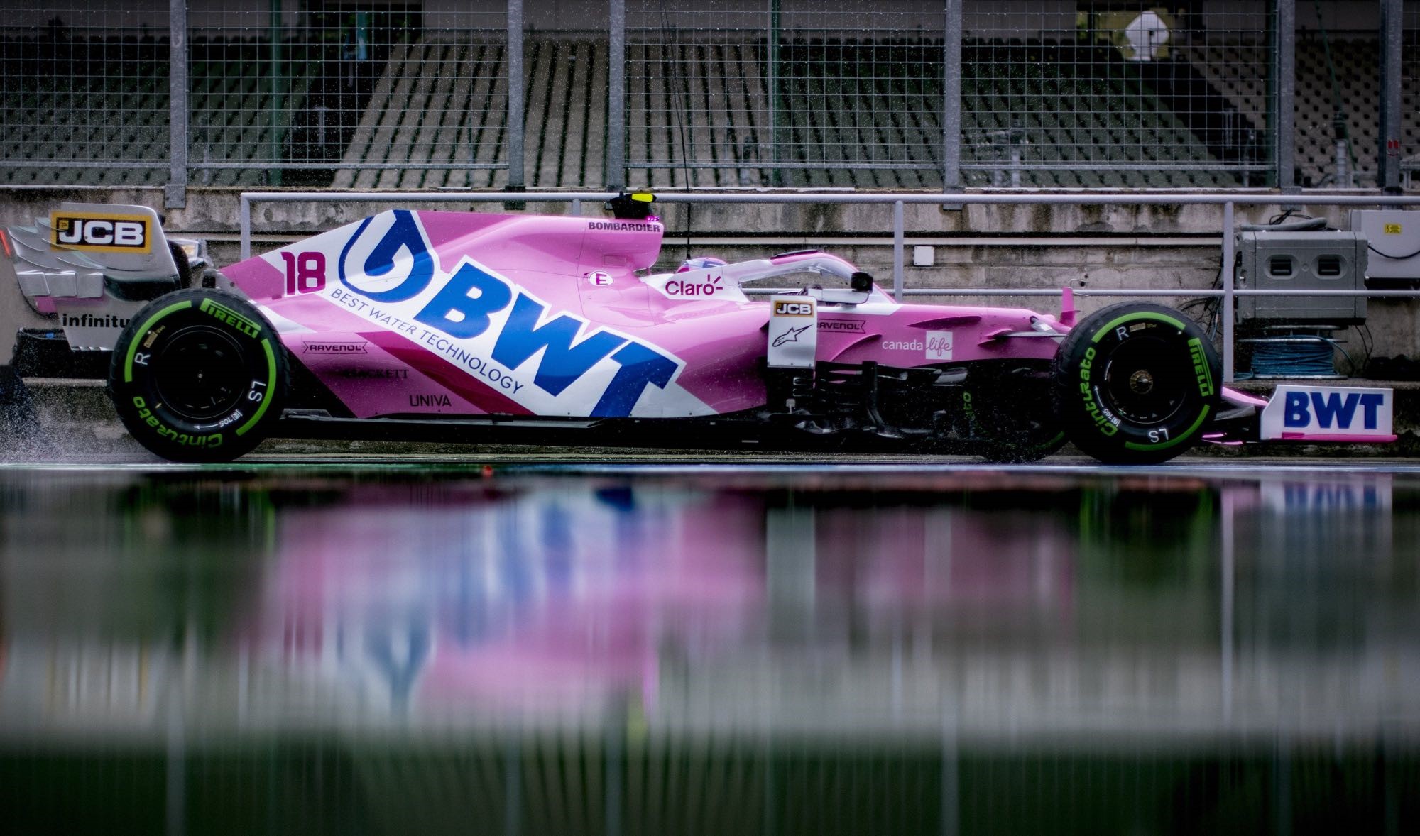 Racing Point F1 car with BWT and JCB logos HD Wallpaper