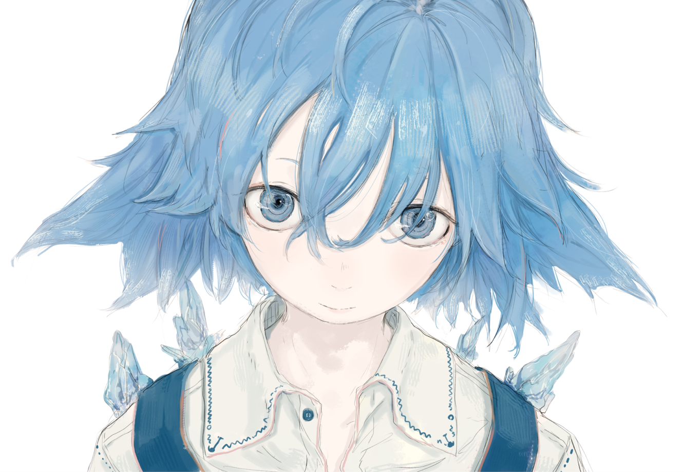 Cirno from Touhou with blue hair and blue eyes HD Wallpaper