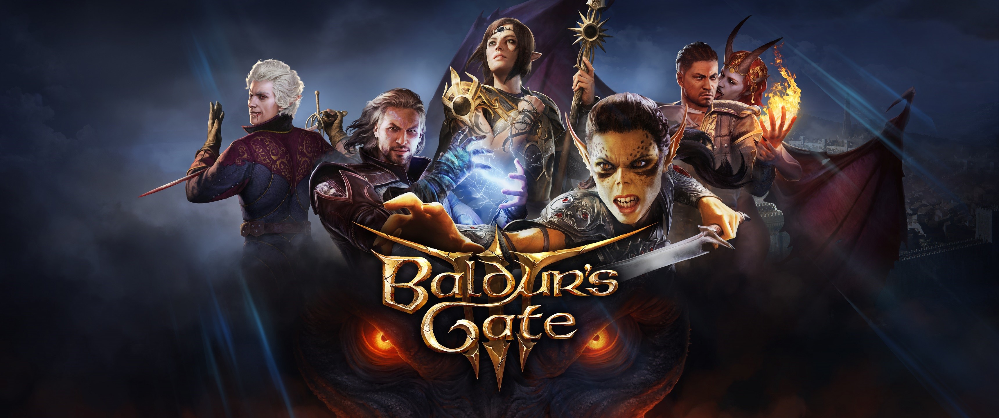 Baldur's Gate 3 Characters with Logo HD Wallpaper