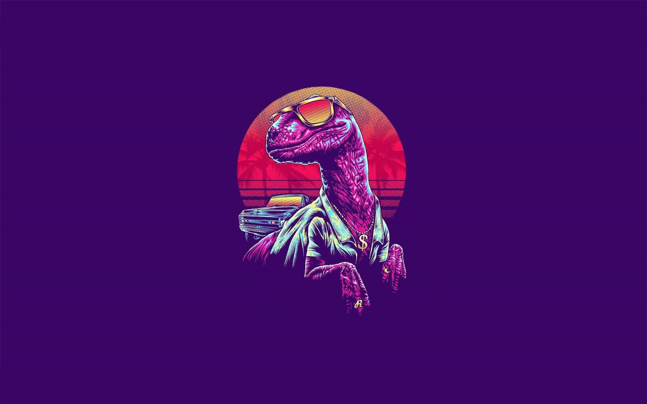Dinosaur wearing sunglasses and gold chain HD Wallpaper