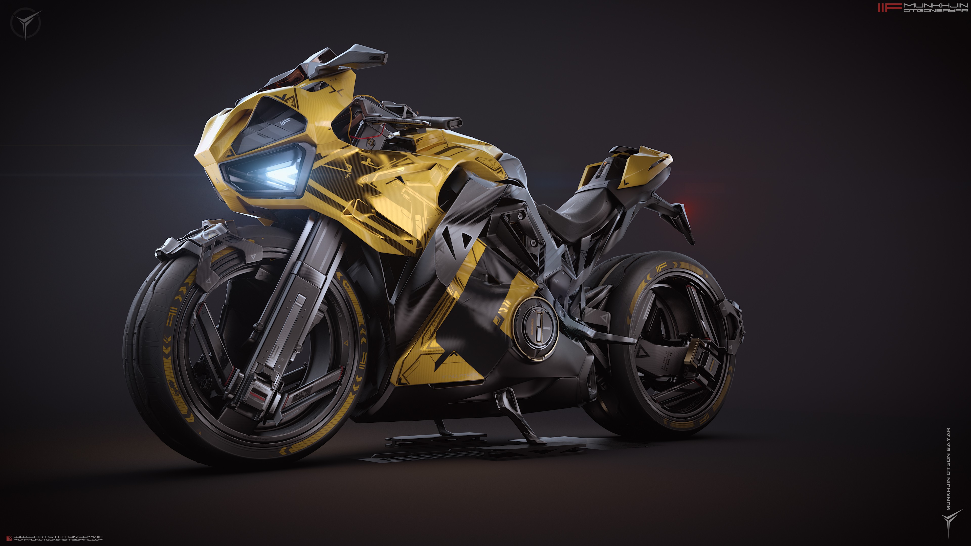 Futuristic Yellow Superbike by Munkhjin Otgonbayar HD Wallpaper