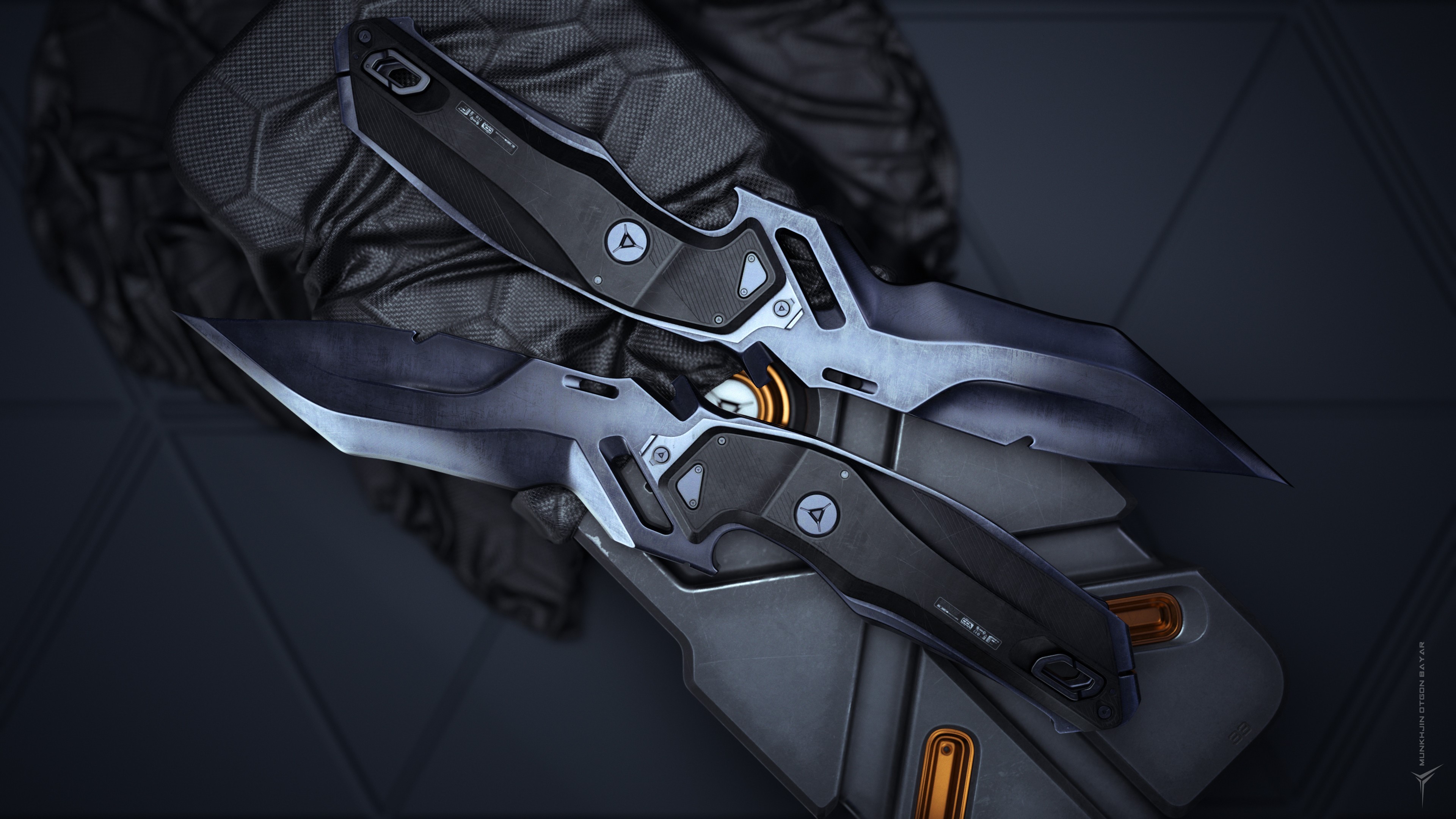 Two futuristic knives by Munkhjin Otgonbayar HD Wallpaper