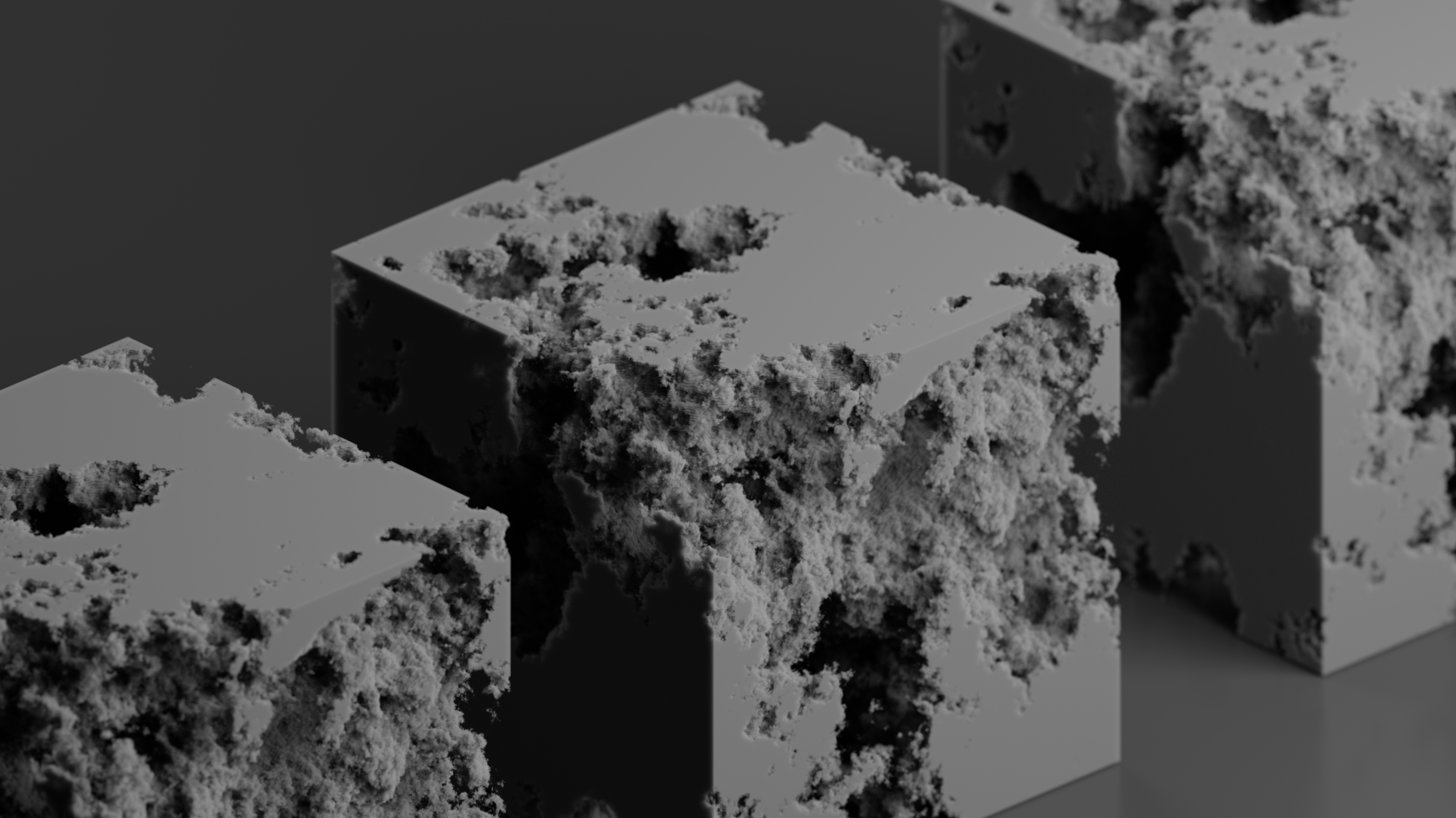 Monochrome 3D cubes with rough textures HD Wallpaper