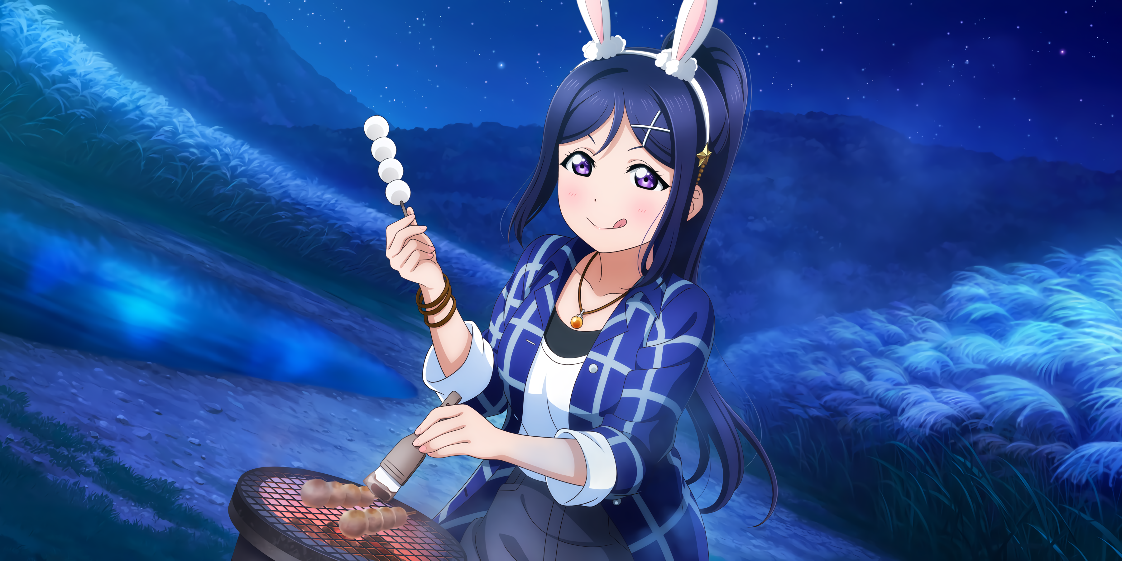 Matsuura Kanan from Love Live! Sunshine grilling dango HD Wallpaper