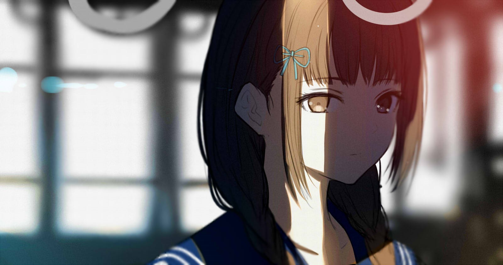 Anime girl with brown eyes and braids HD Wallpaper