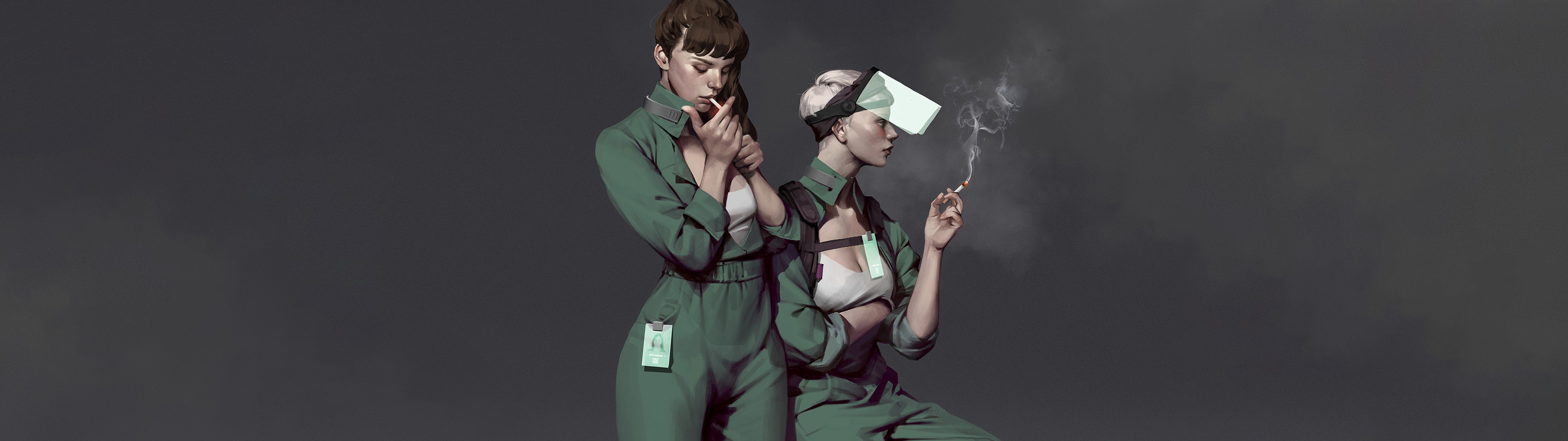 Women Smoking in Quarantine Break HD Wallpaper