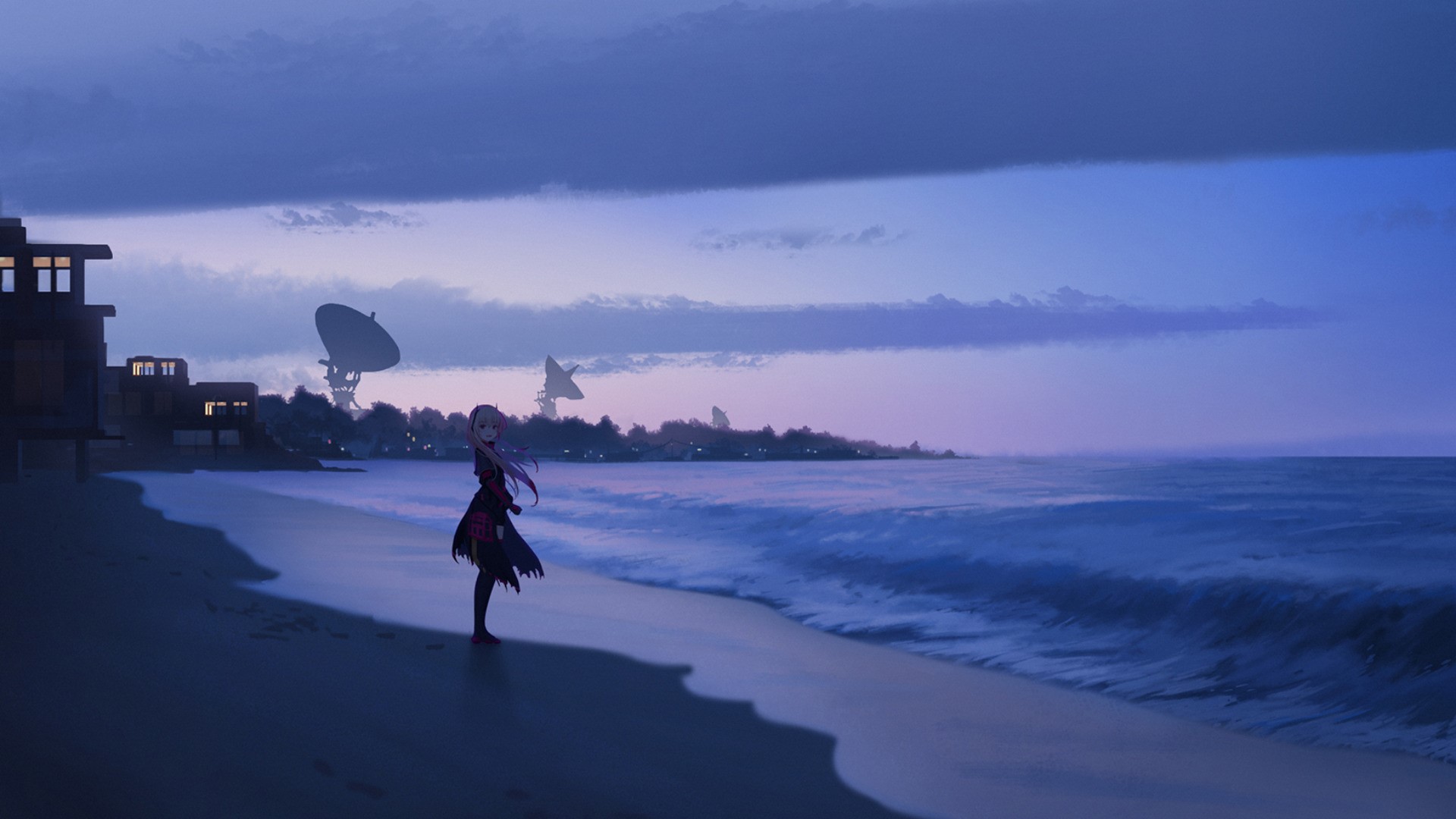 M4 SOPMOD II from Girls Frontline on a beach at dusk HD Wallpaper