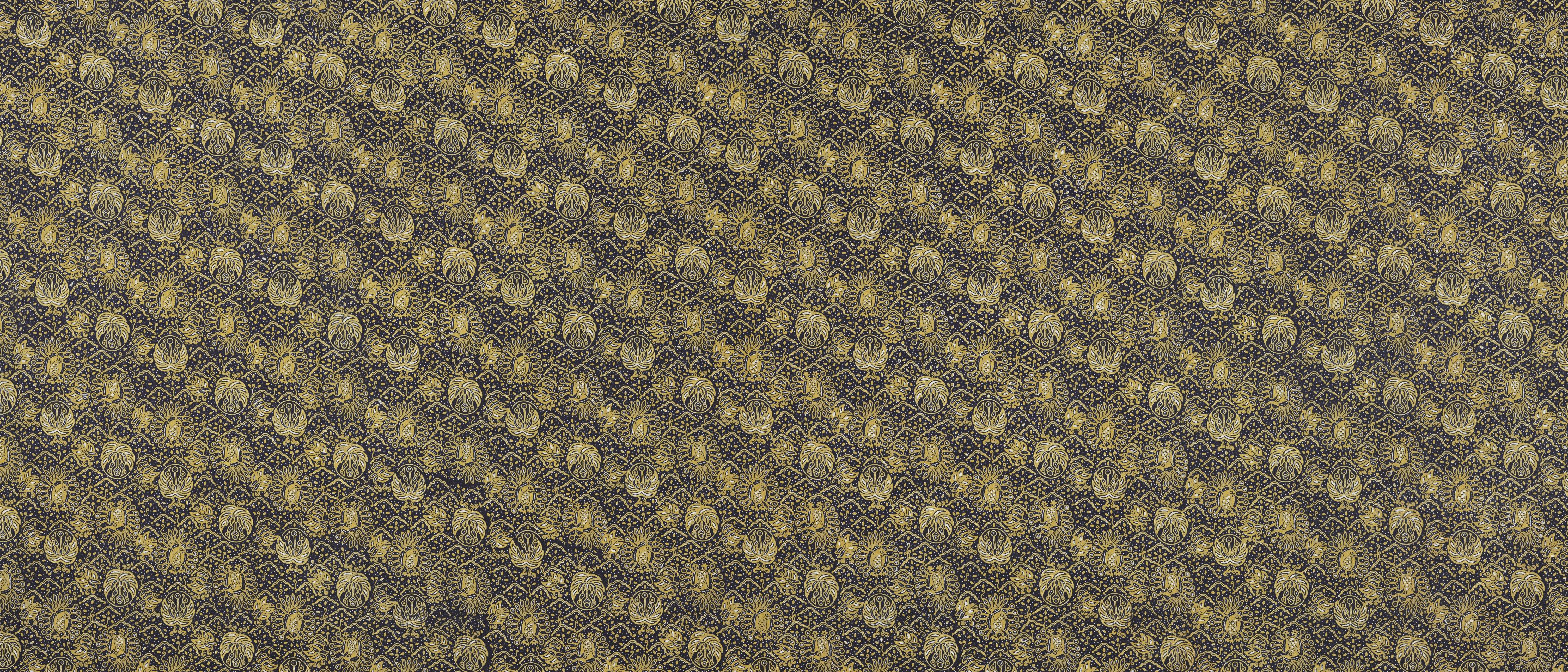 Dark fabric with gold floral pattern HD Wallpaper