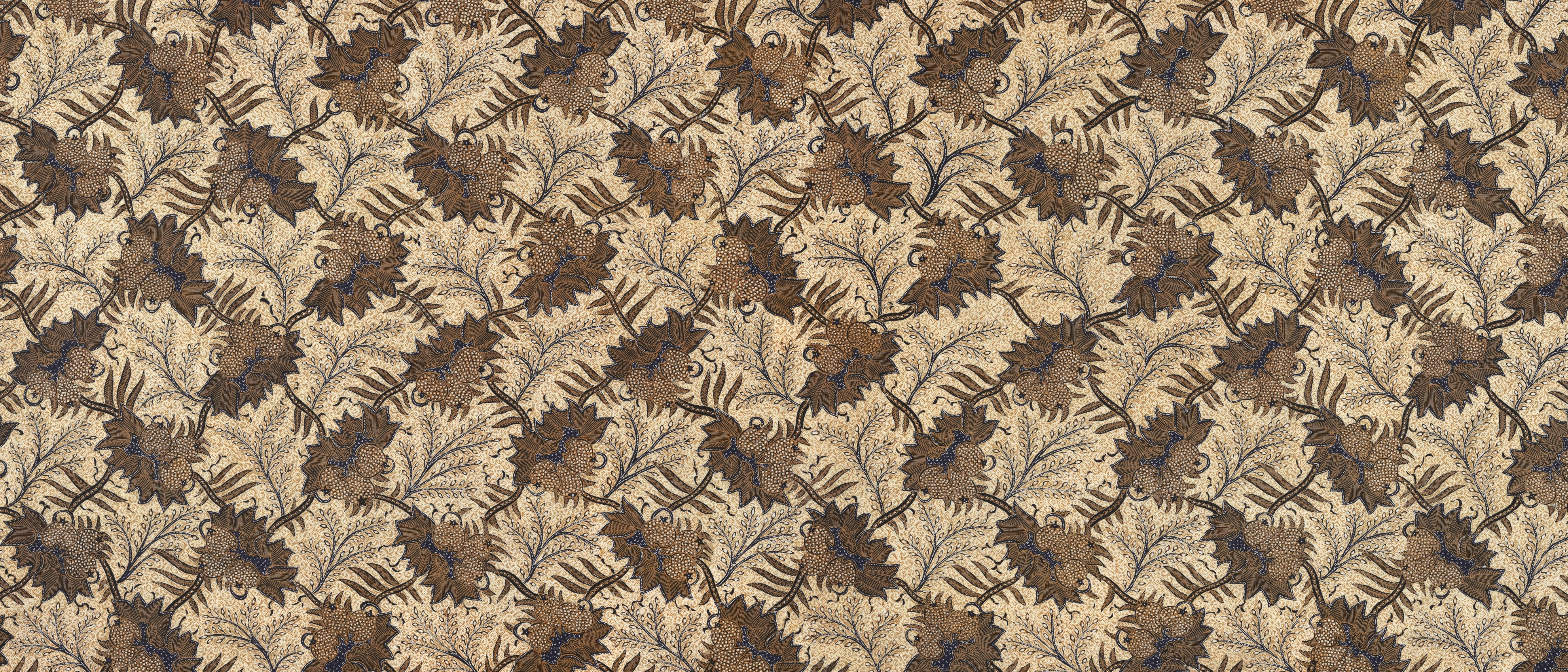 Fabric pattern with floral and leaf motifs HD Wallpaper