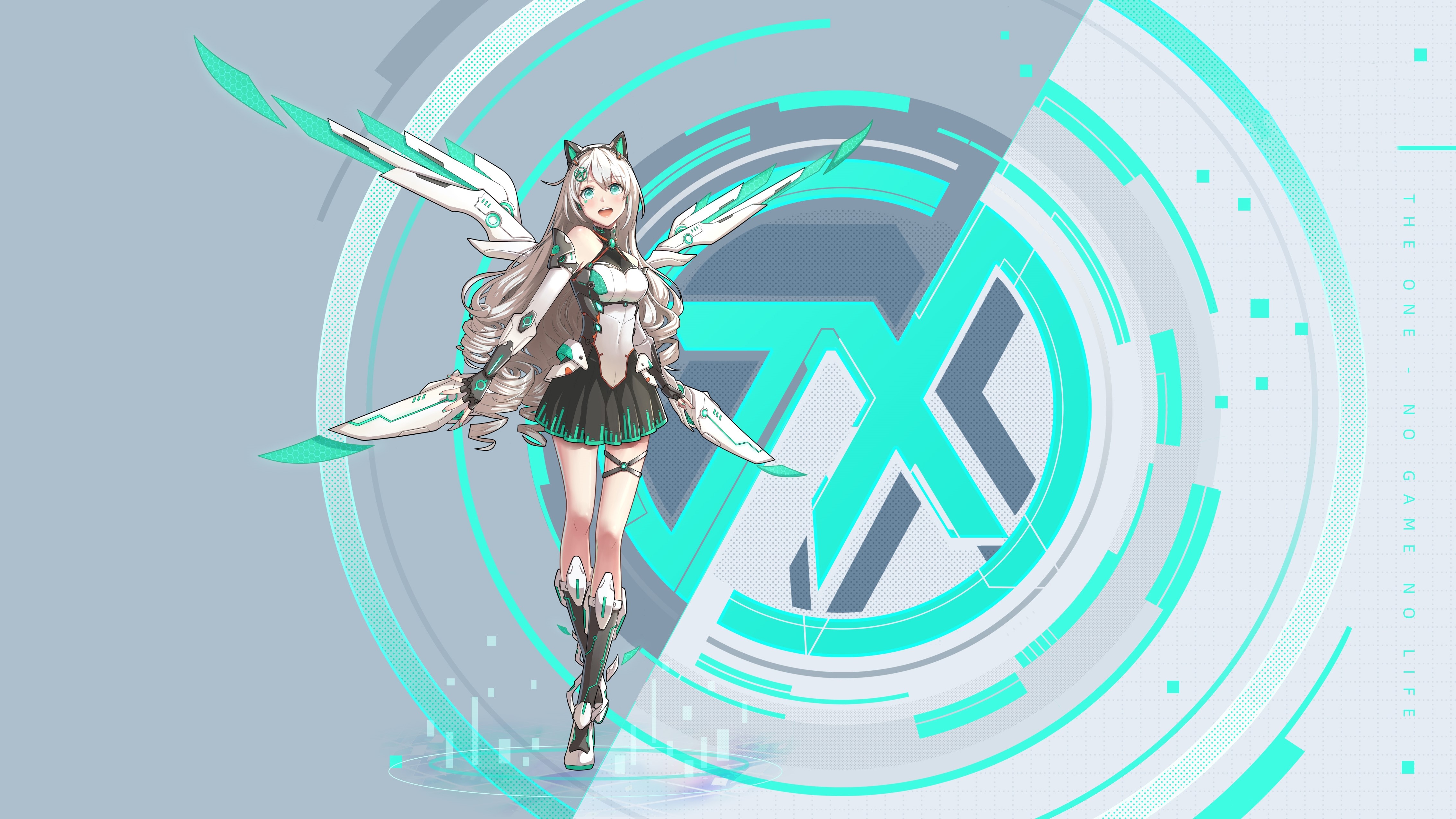 Anime girl with wings and cybernetic elements HD Wallpaper