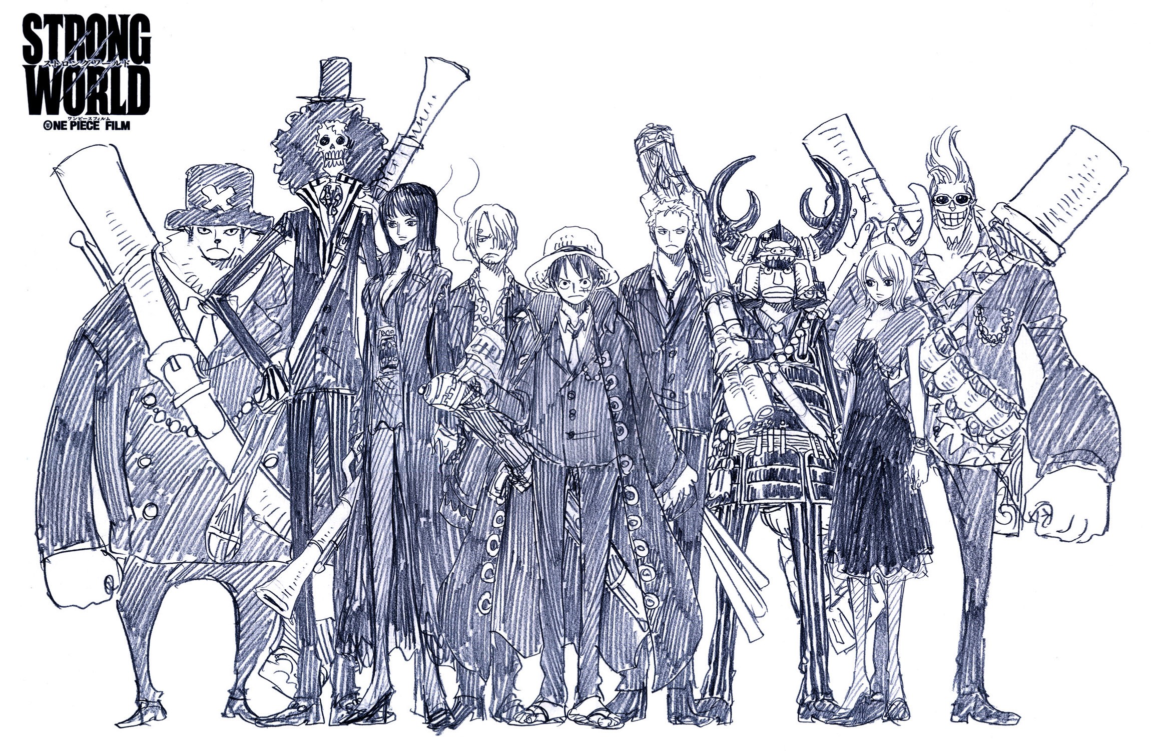 One Piece Film: Strong World characters drawing HD Wallpaper