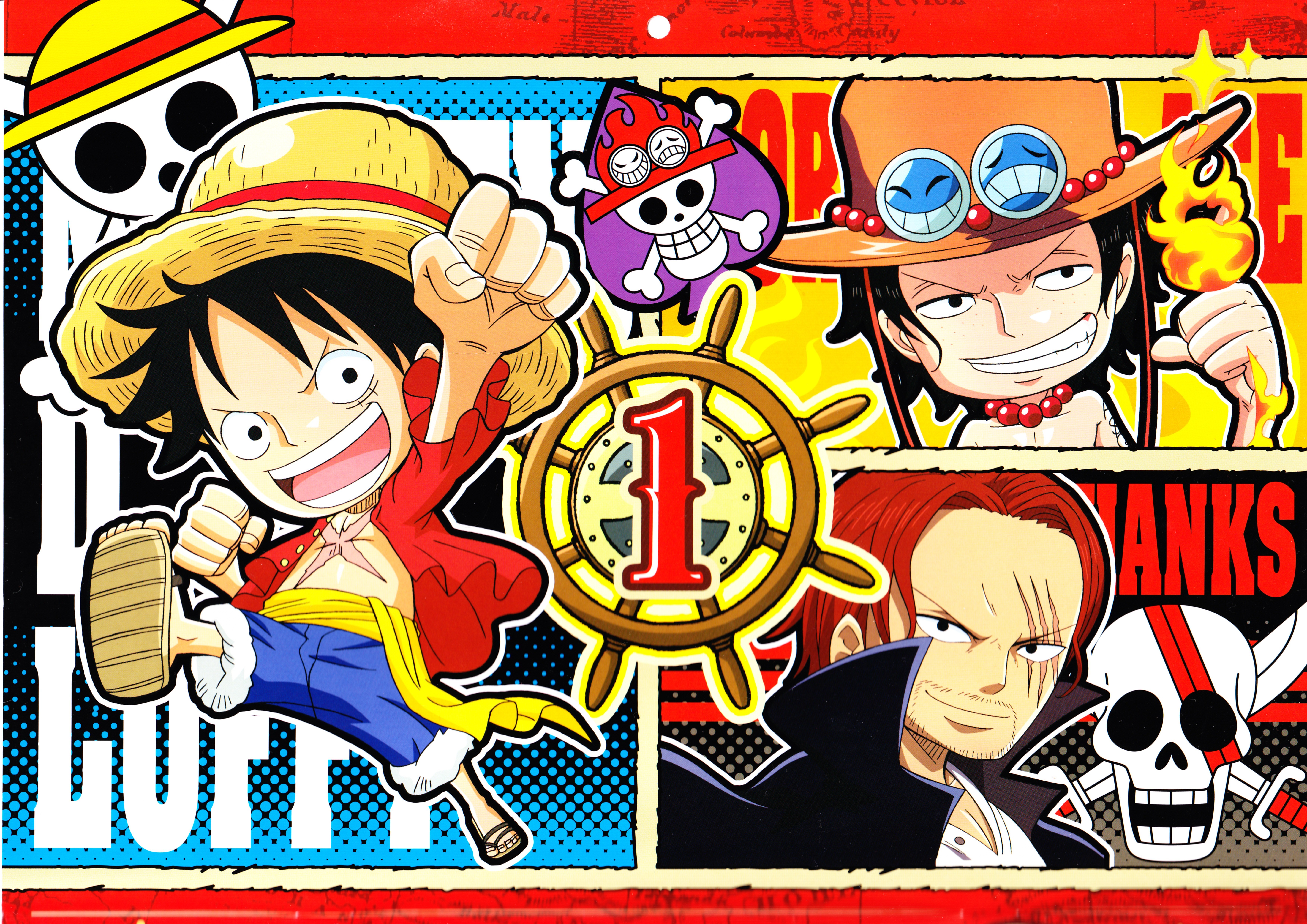 4K One Piece: Monkey D. Luffy, Ace, and Shanks HD Wallpaper