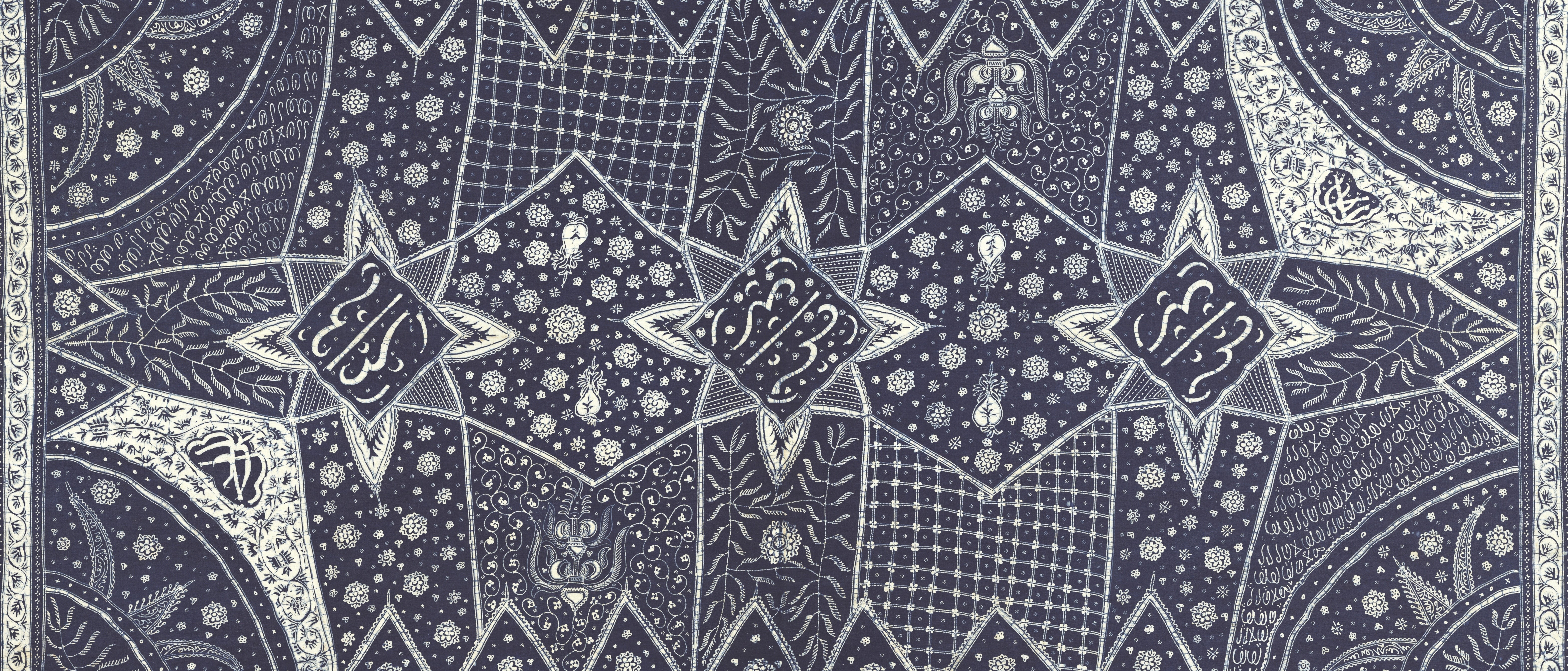 Dark blue and white batik fabric texture HD Wallpaper