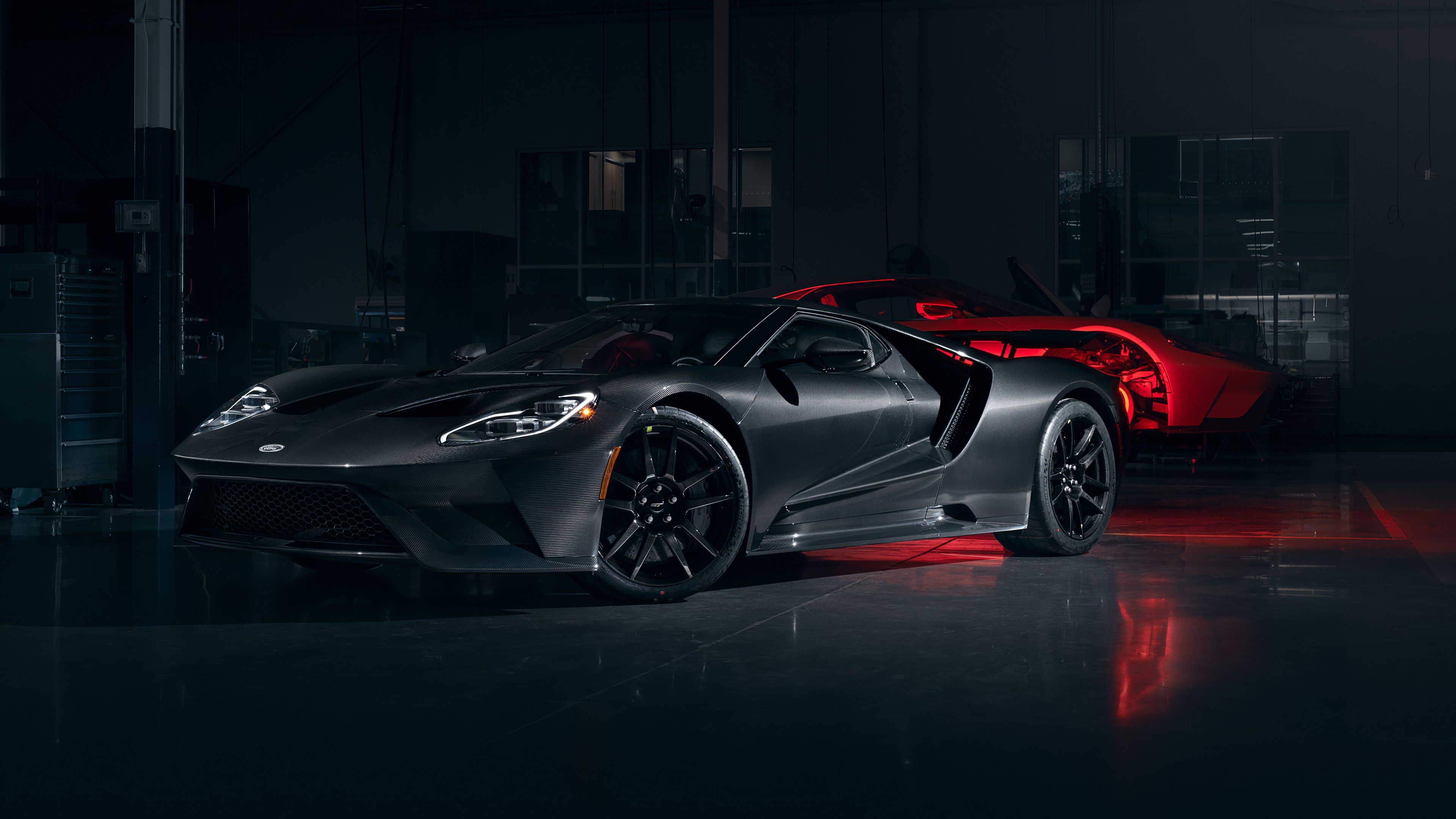 4K Ford GT Mk II in a dark garage HD Wallpaper
