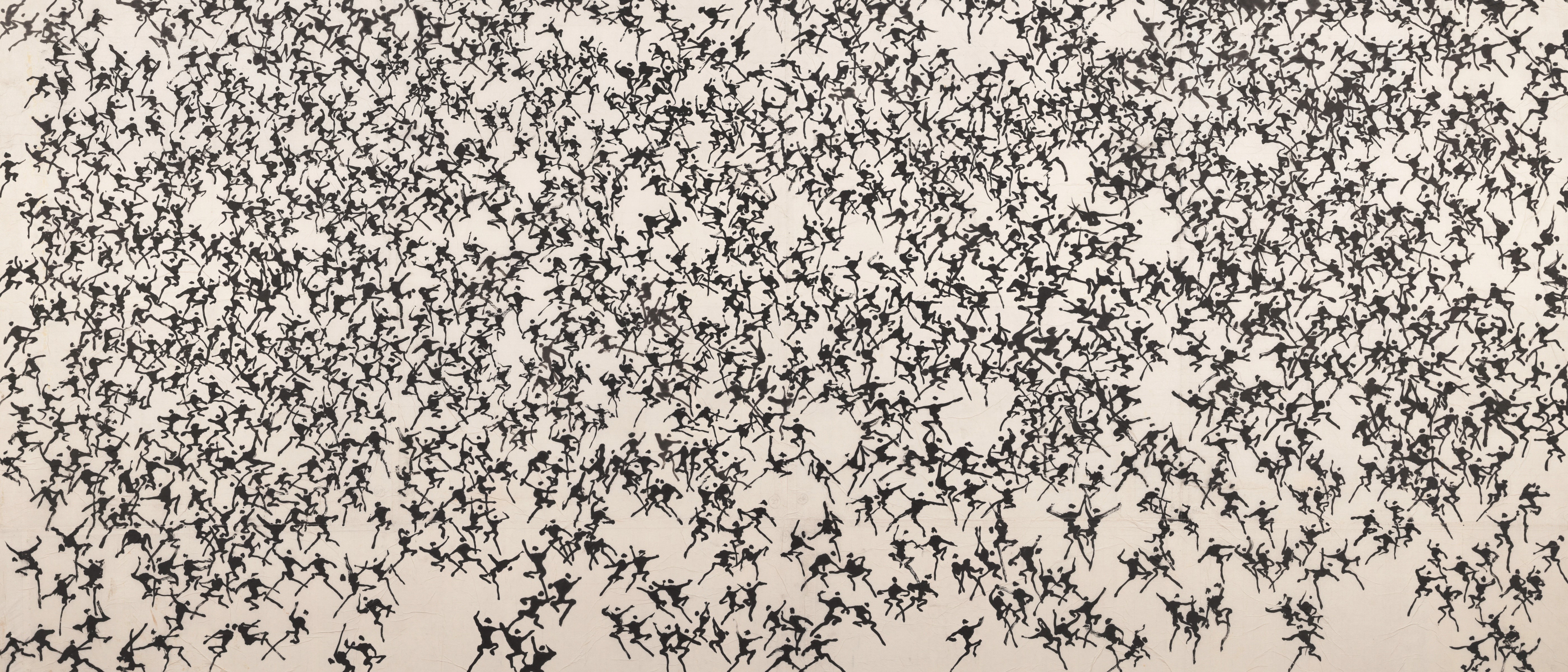Ink drawing of a crowd of people HD Wallpaper