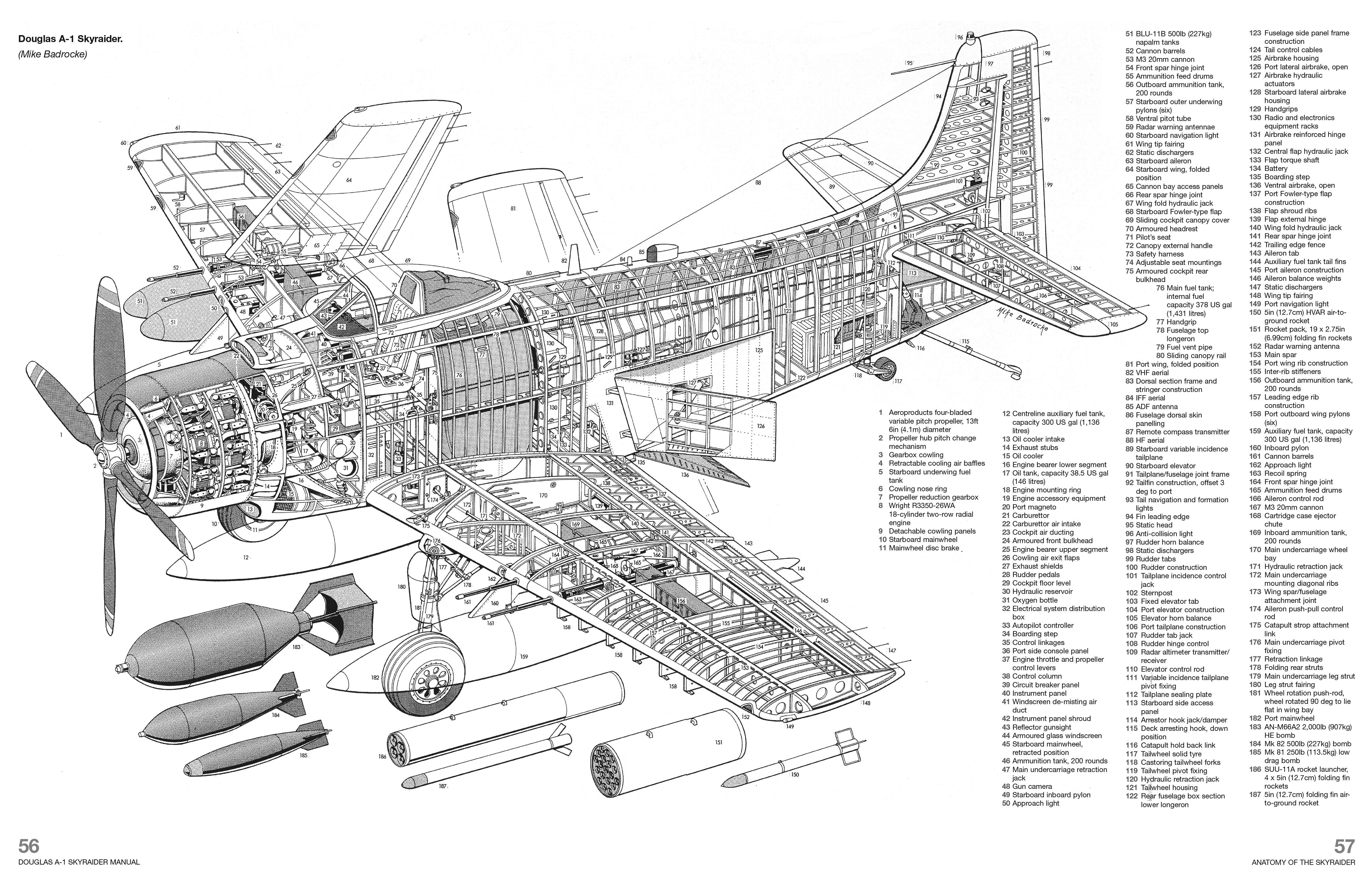 Douglas A-1 Skyraider Blueprint HD Wallpaper