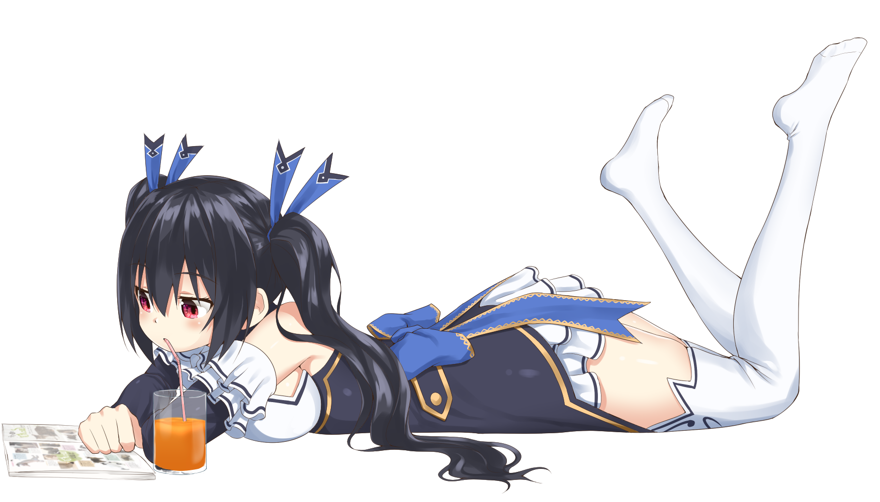 Noire from Hyperdimension Neptunia drinking juice HD Wallpaper