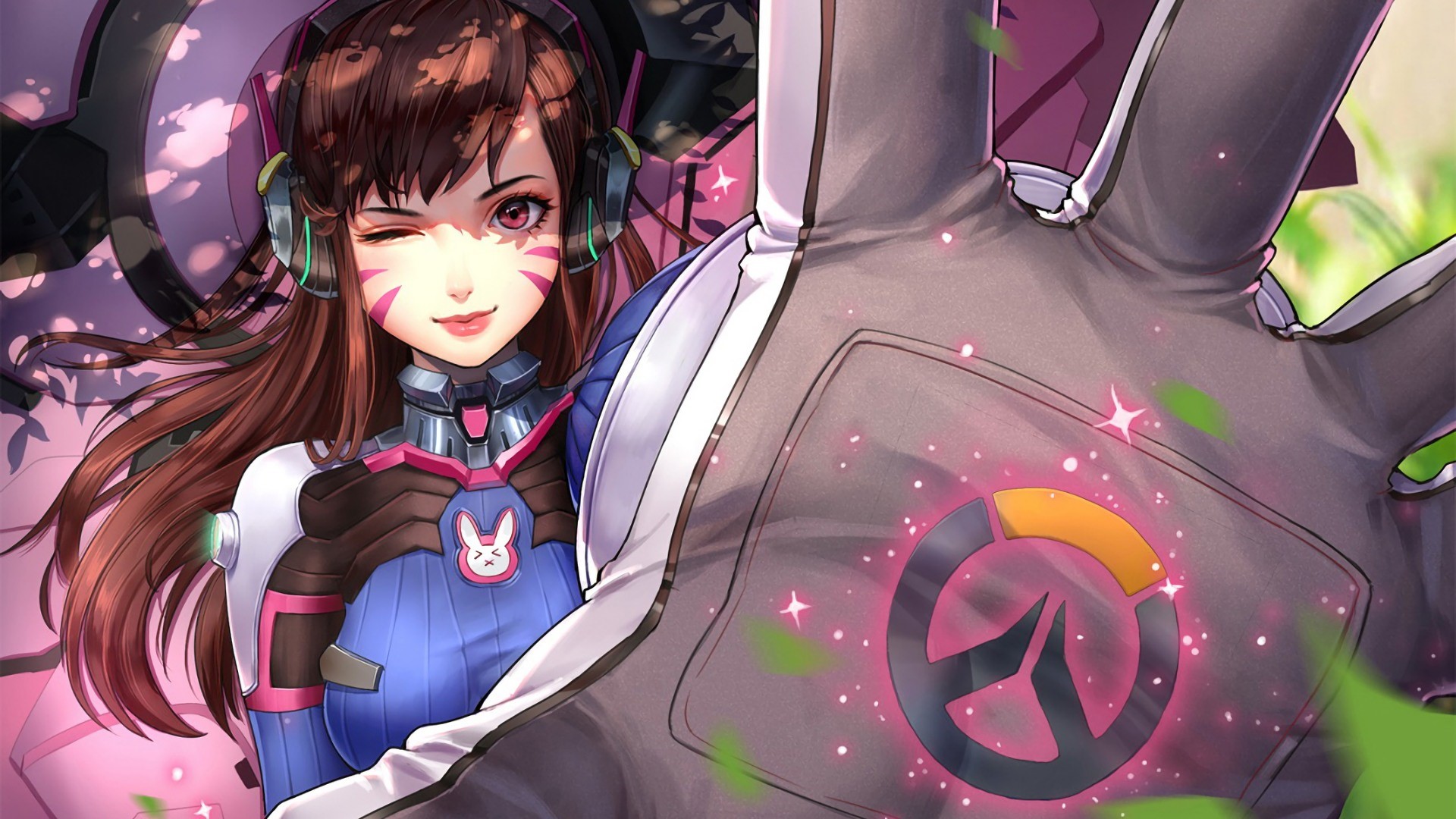 D.Va from Overwatch winks HD Wallpaper