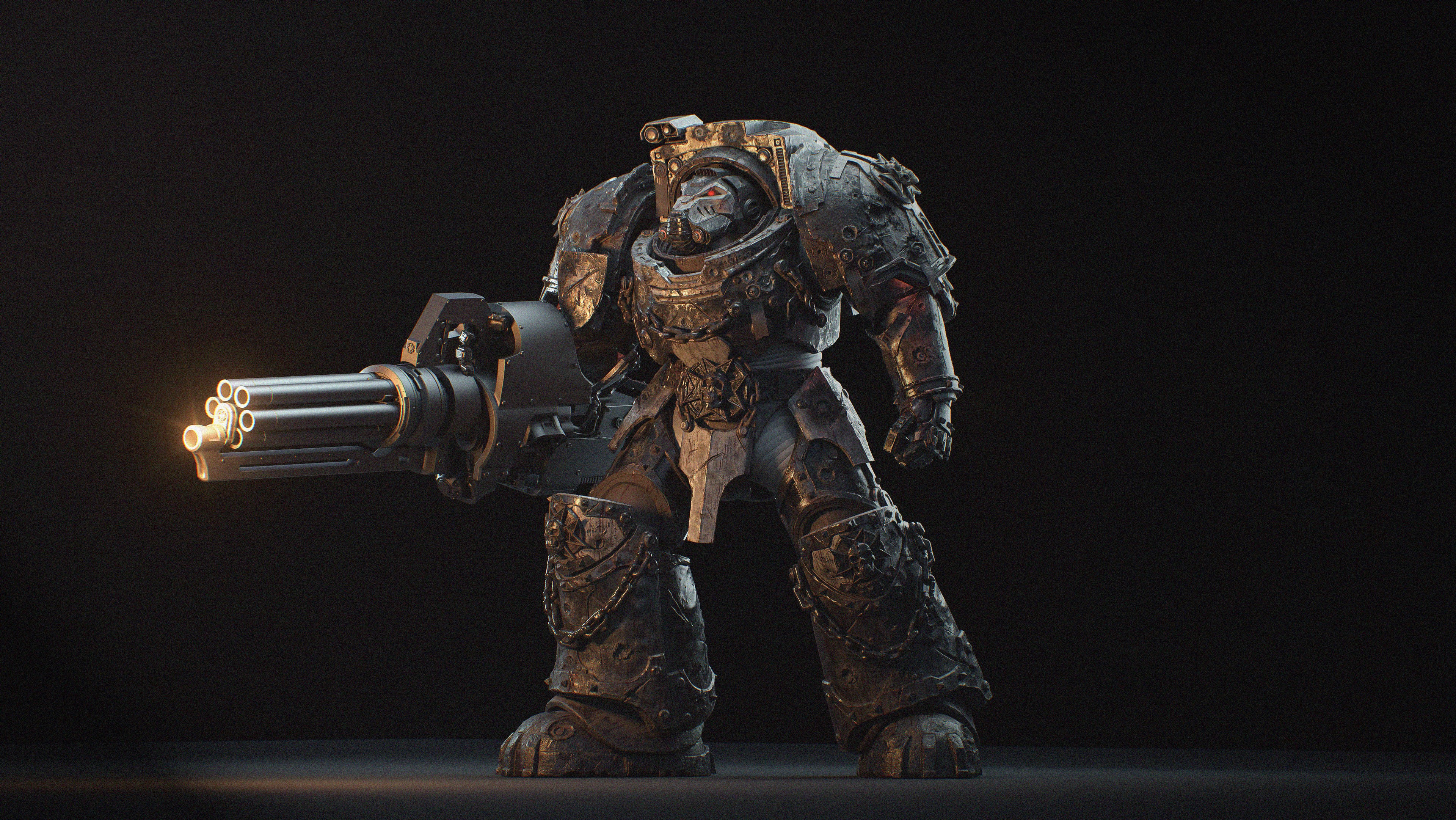 Space Marine Terminator with Gatling Gun from Warhammer 40,000 HD Wallpaper