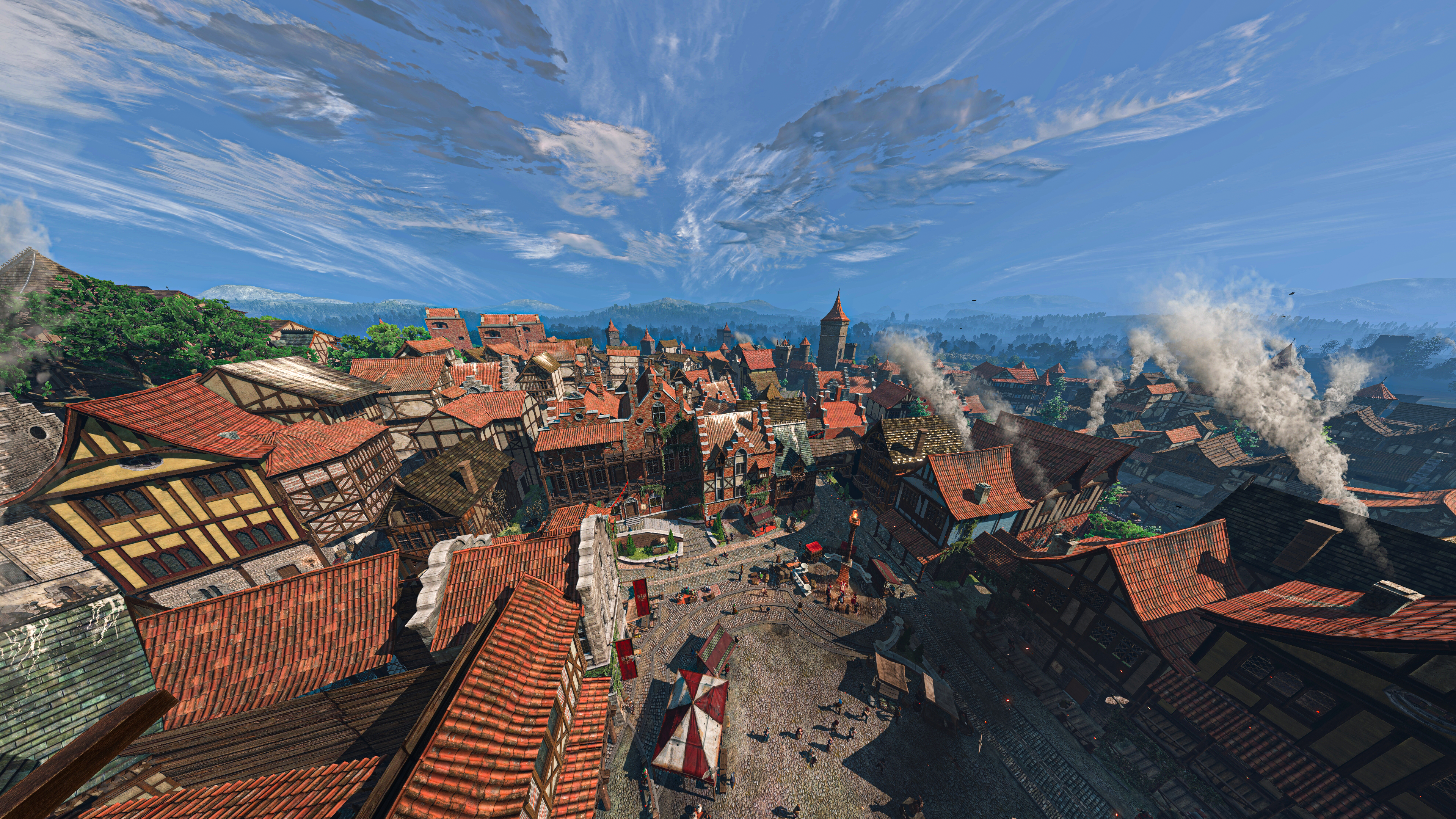 4K The Witcher 3: Wild Hunt Novigrad rooftops HD Wallpaper