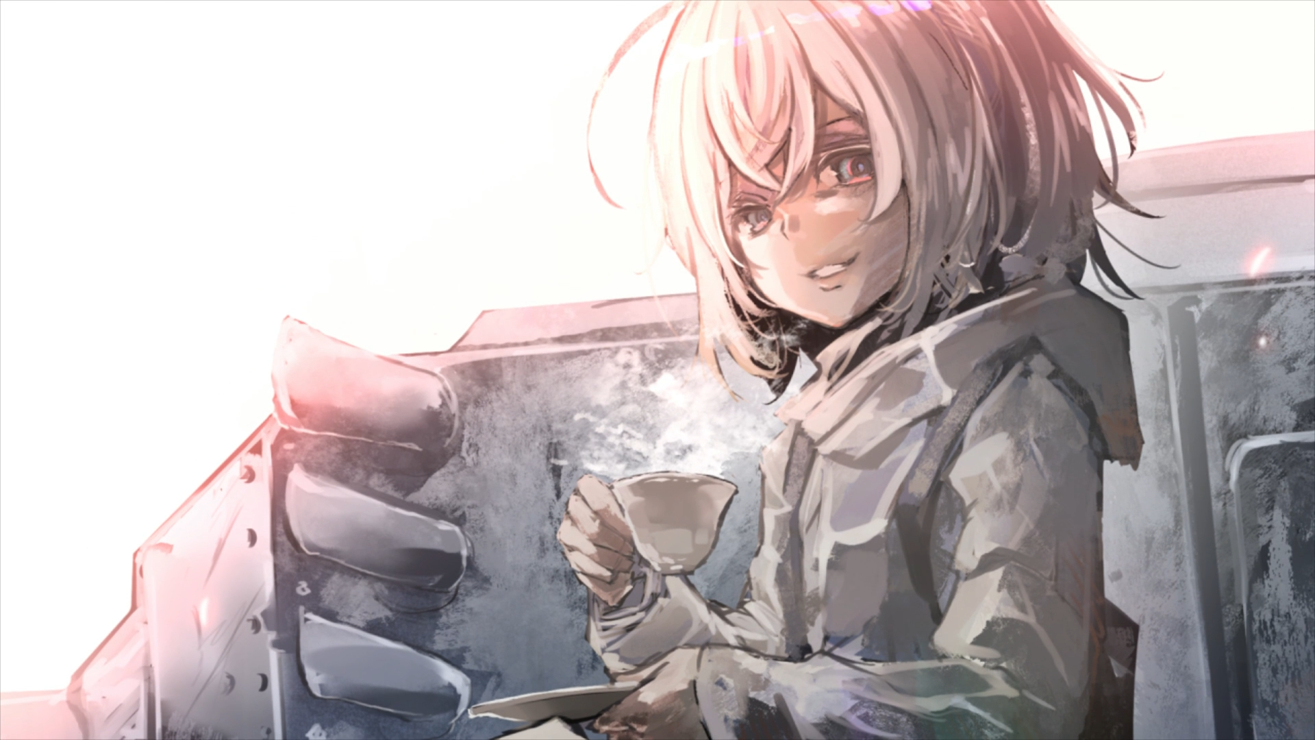 Tanya Degurechaff from Youjo Senki holding a cup HD Wallpaper