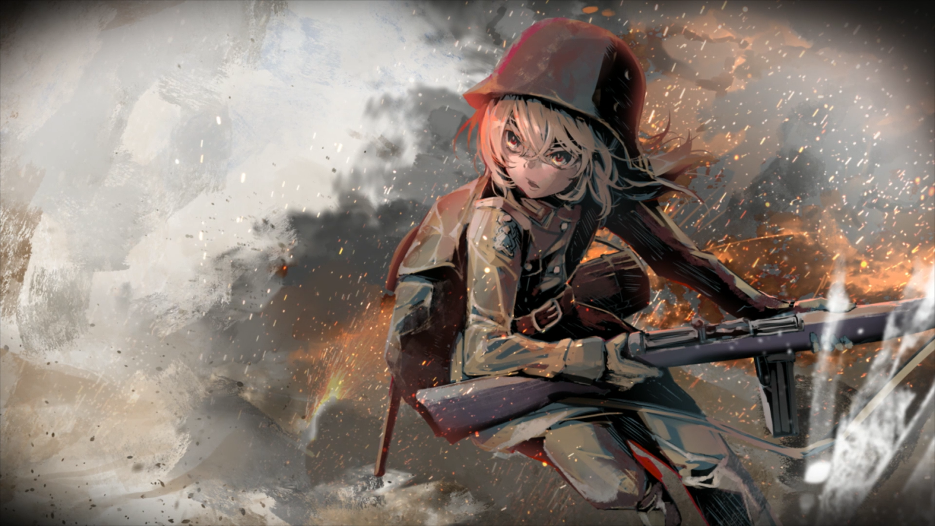 Tanya Degurechaff from Youjo Senki in a war setting HD Wallpaper