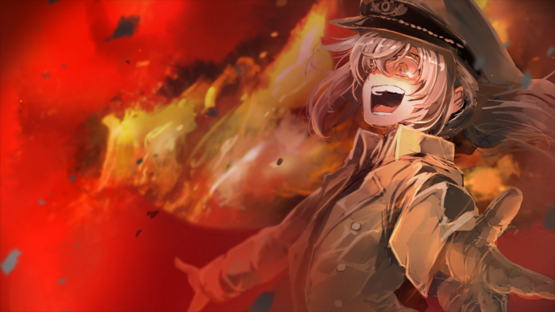 Tanya Degurechaff in Military Uniform Amid War HD Wallpaper
