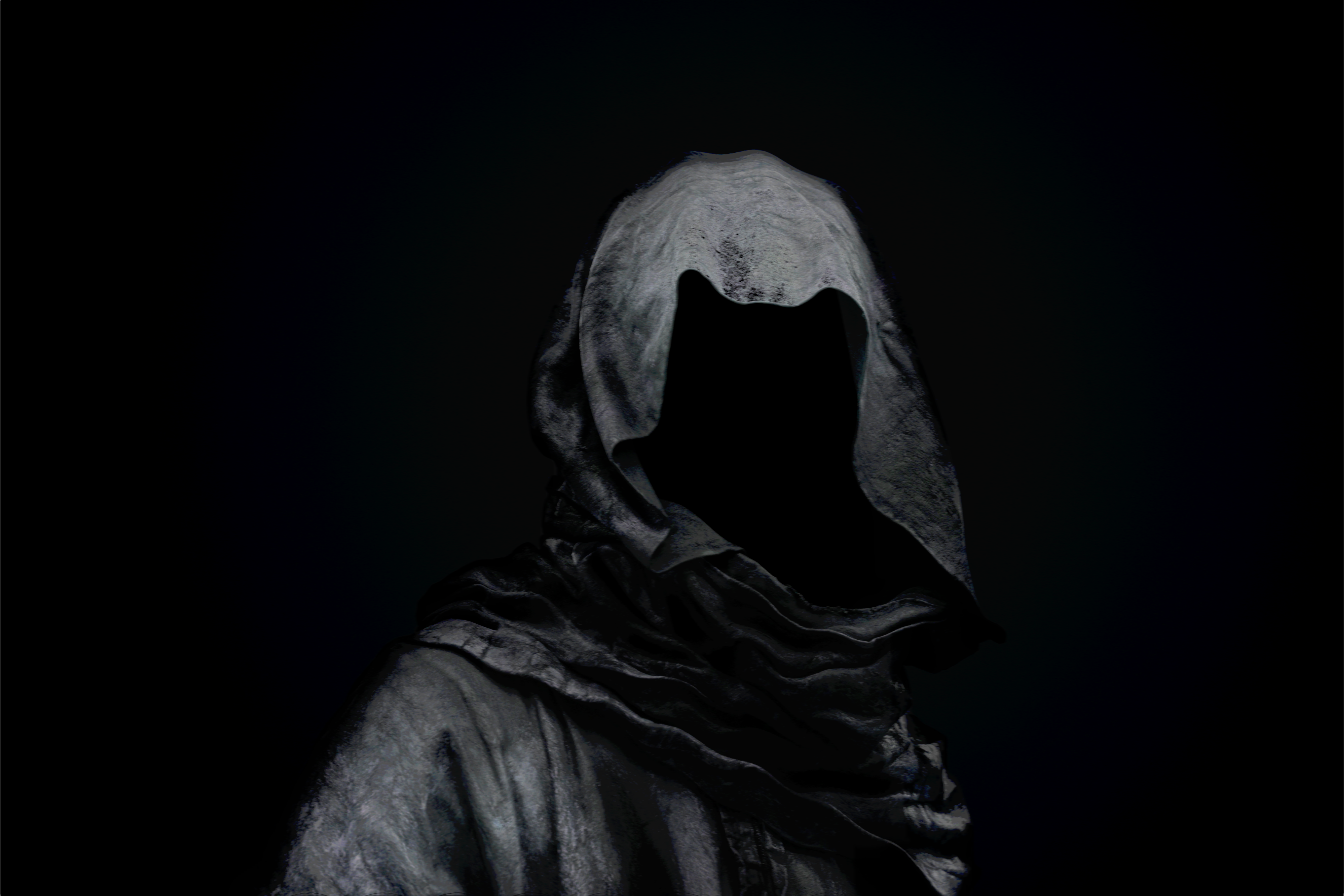 Faceless warrior in dark hood HD Wallpaper