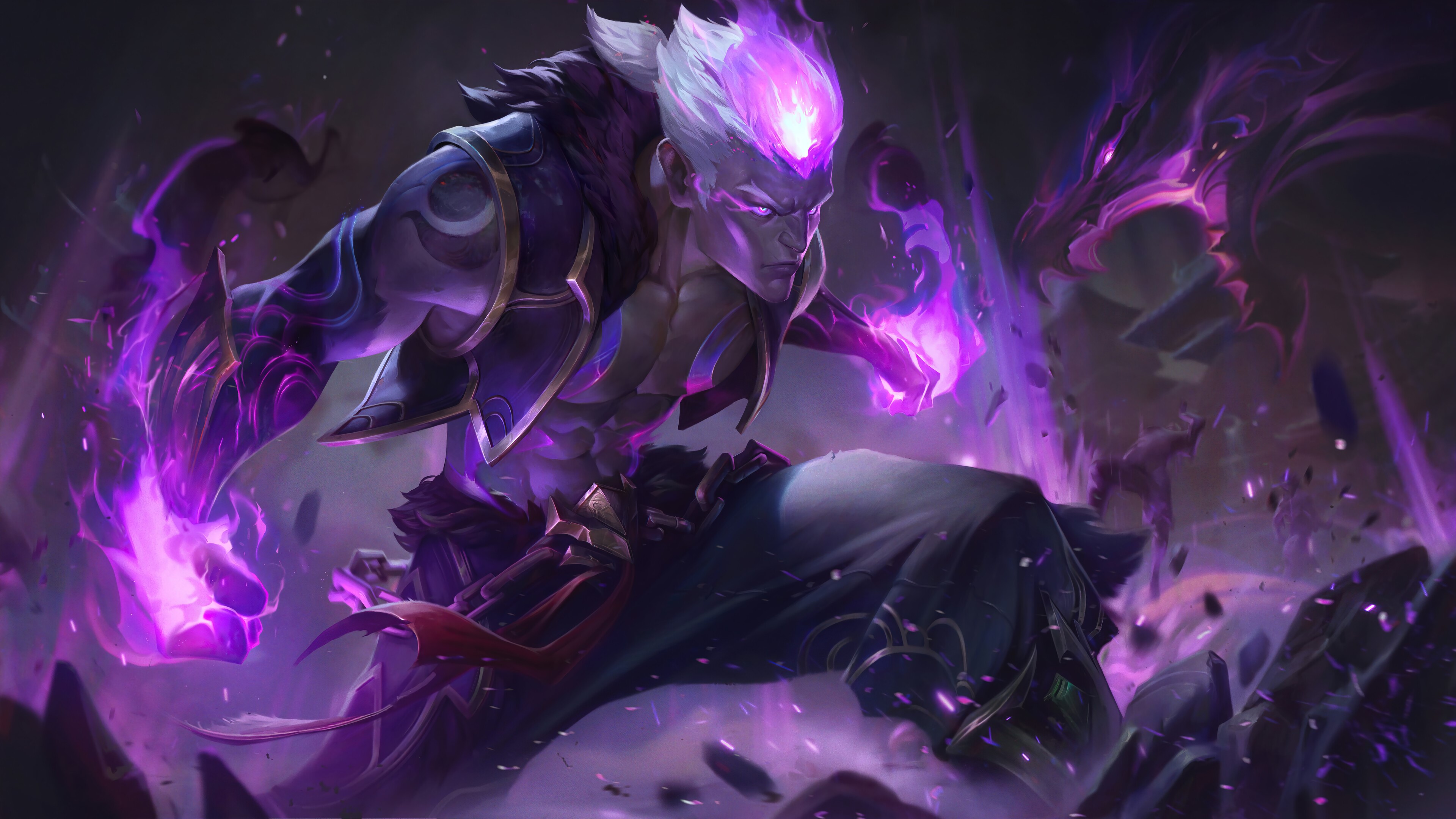 Brand from League of Legends with purple fire HD Wallpaper