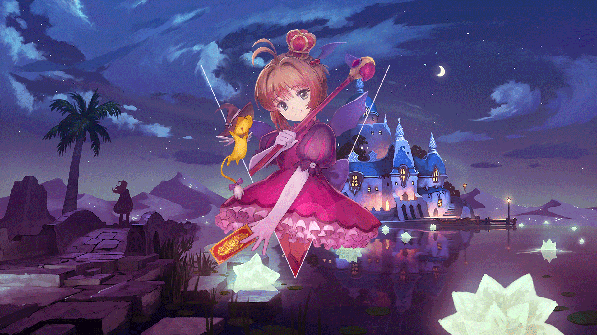 Sakura Kinomoto from Cardcaptor Sakura with Kero HD Wallpaper