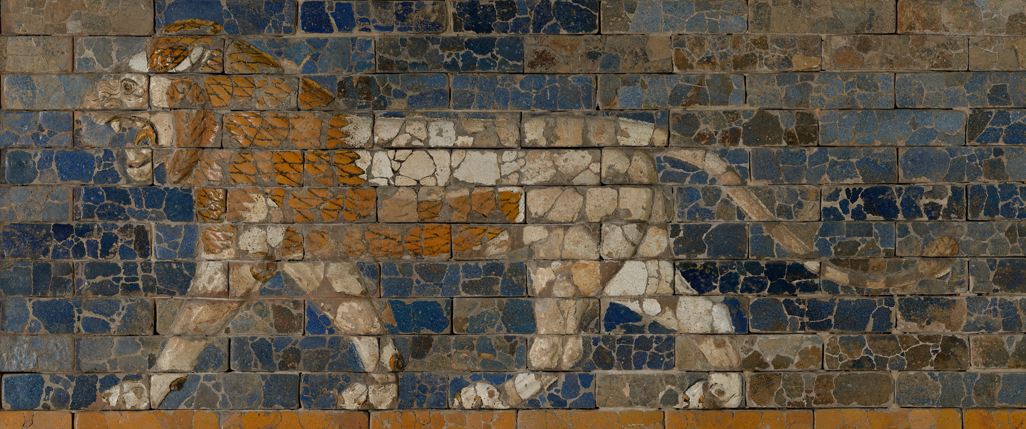 Babylonian lion mural made of glazed bricks HD Wallpaper