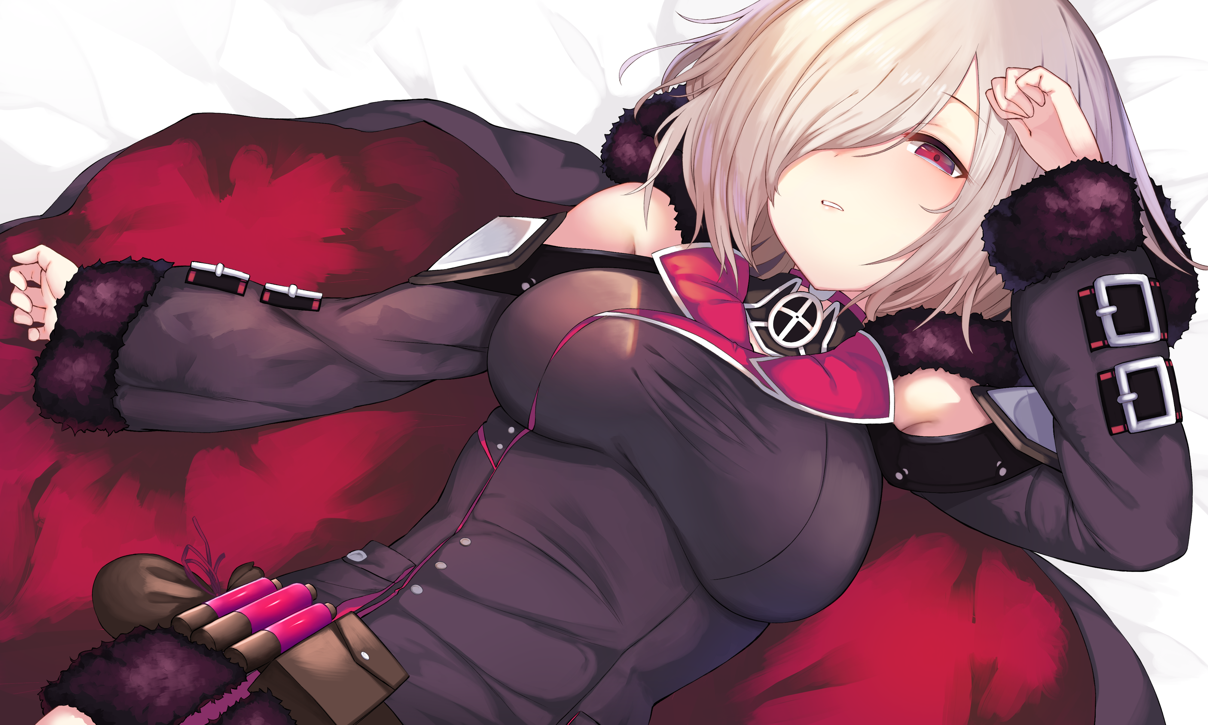 Anime girl from Shadowverse with silver hair and red eyes HD Wallpaper