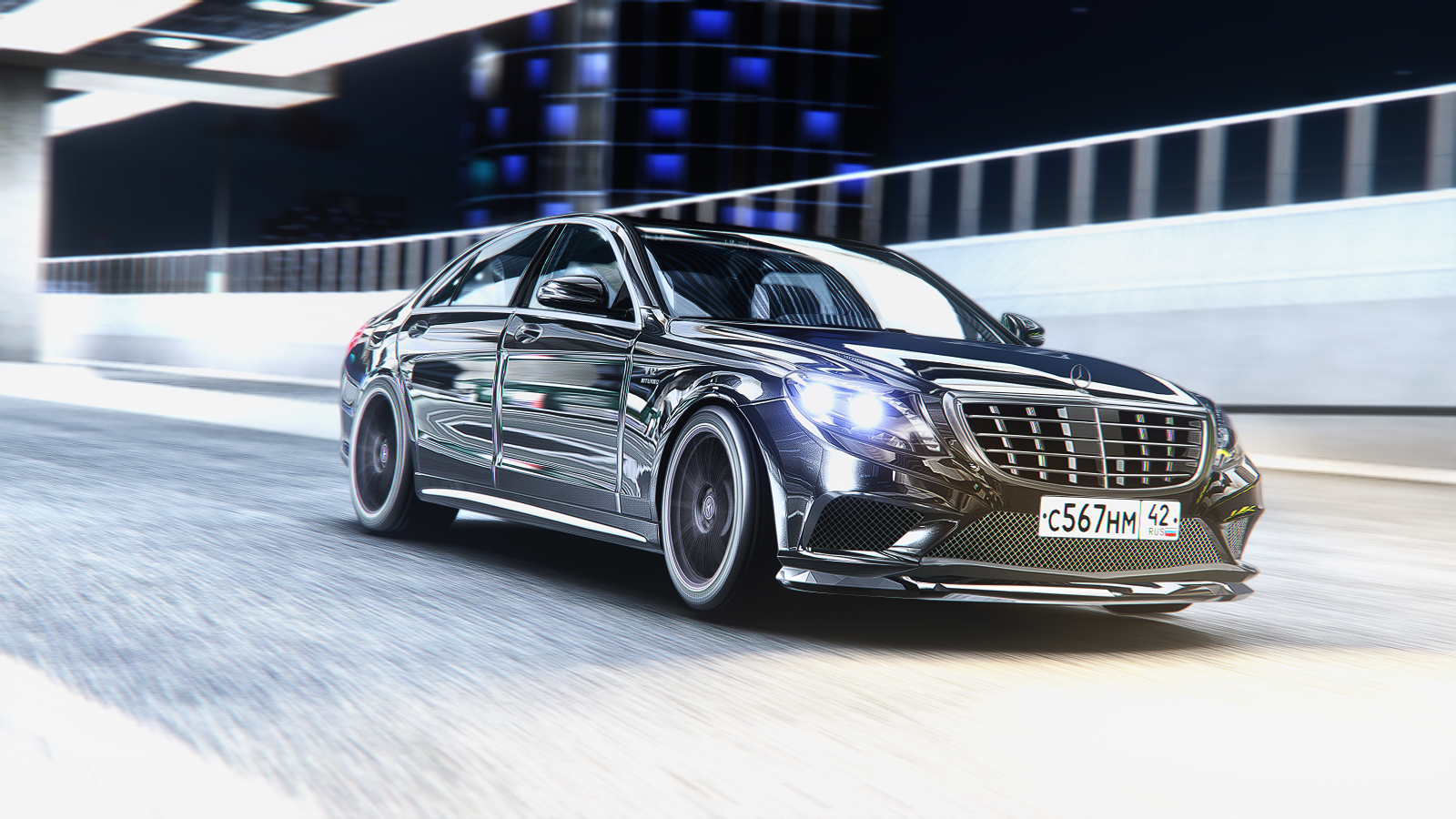 Black Mercedes-Benz Sedan in Motion HD Wallpaper